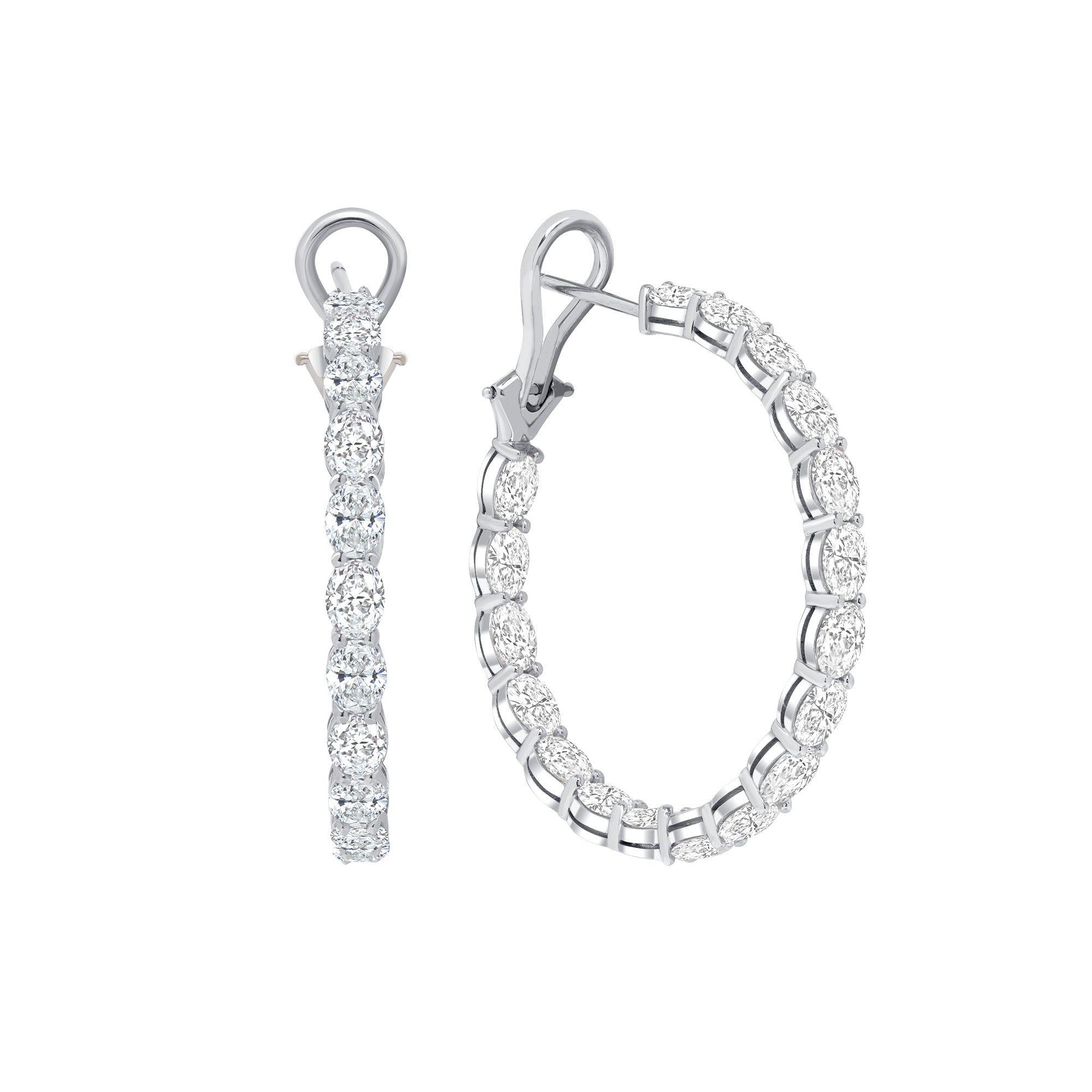 7CT Oval Diamond Hoop Earrings
