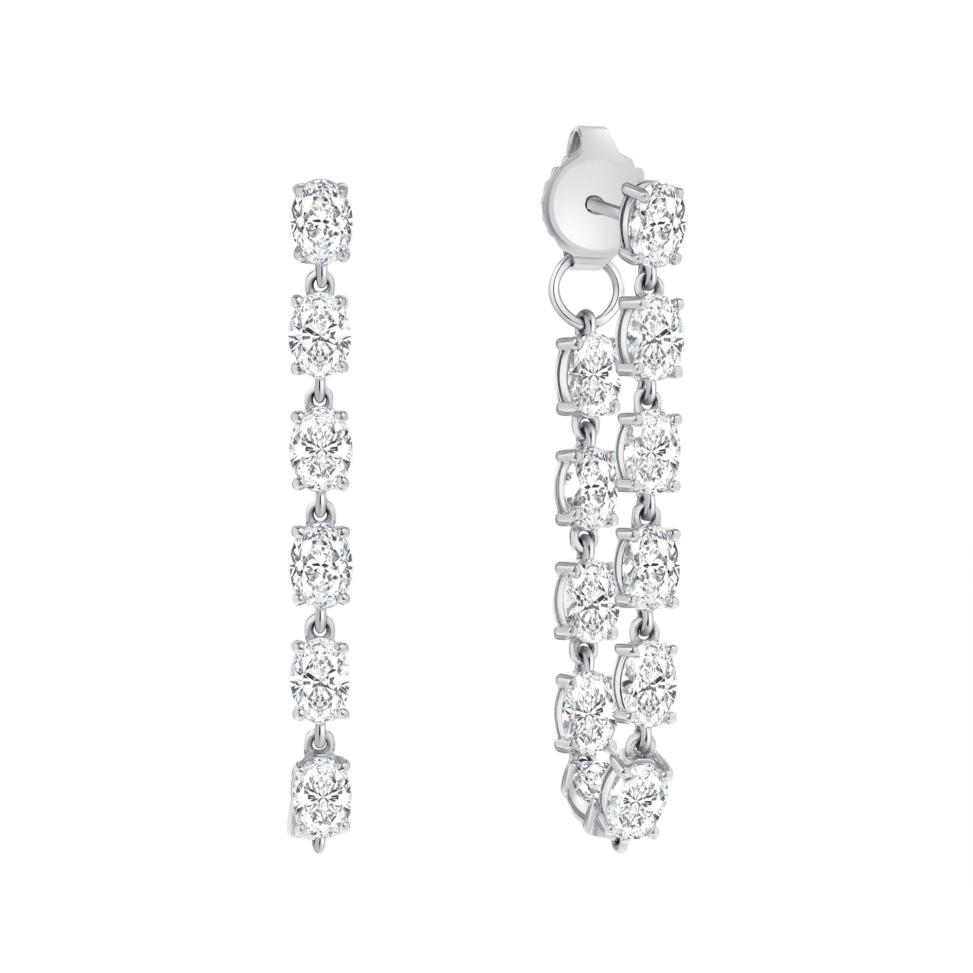 5CT Front and Back Oval Diamond Dangle Earrings