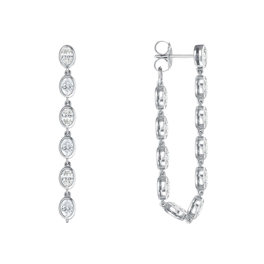 4CT Front and Back Oval Diamond Dangle Earrings