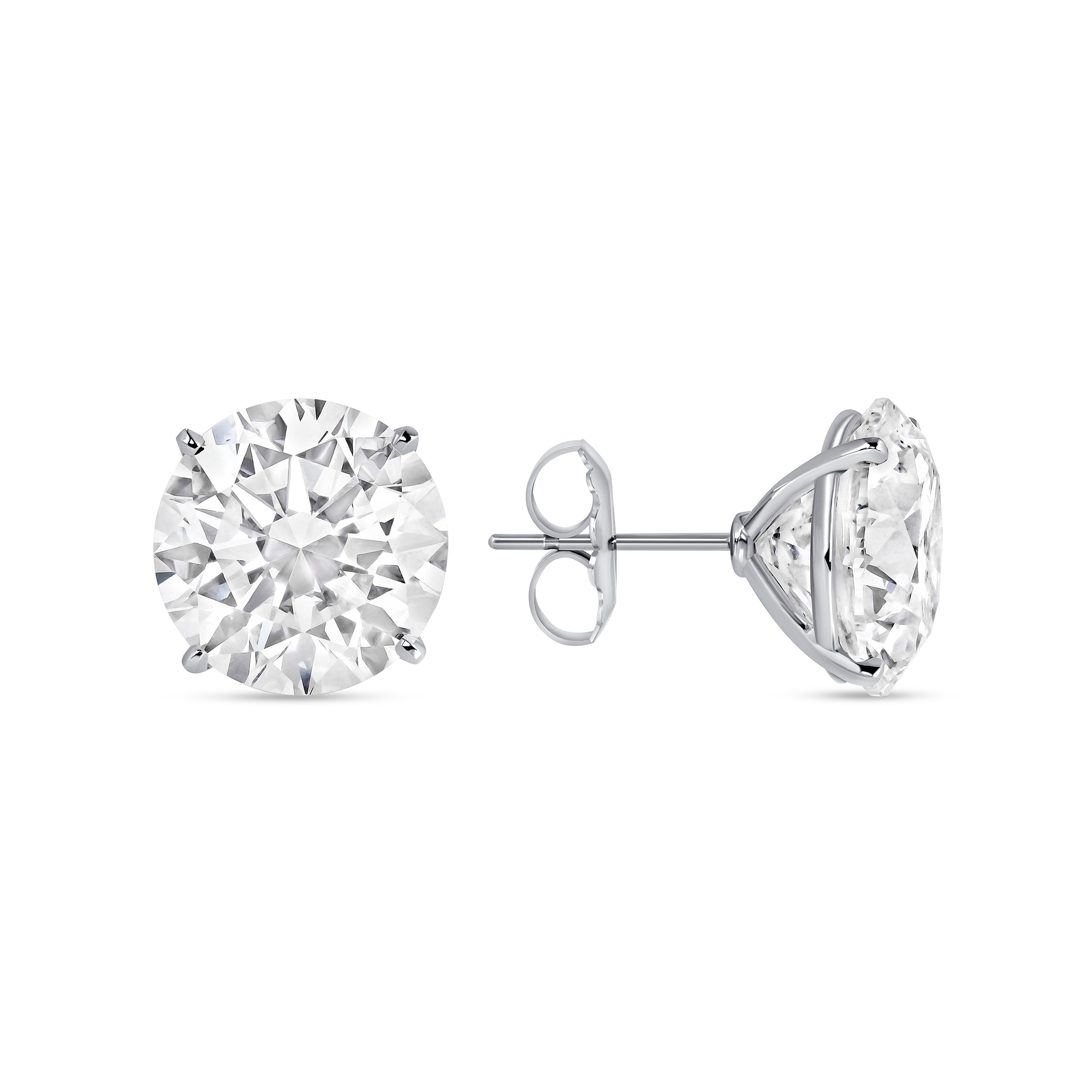 20.00 CT Round Brilliant Cut Diamond Stud Earrings