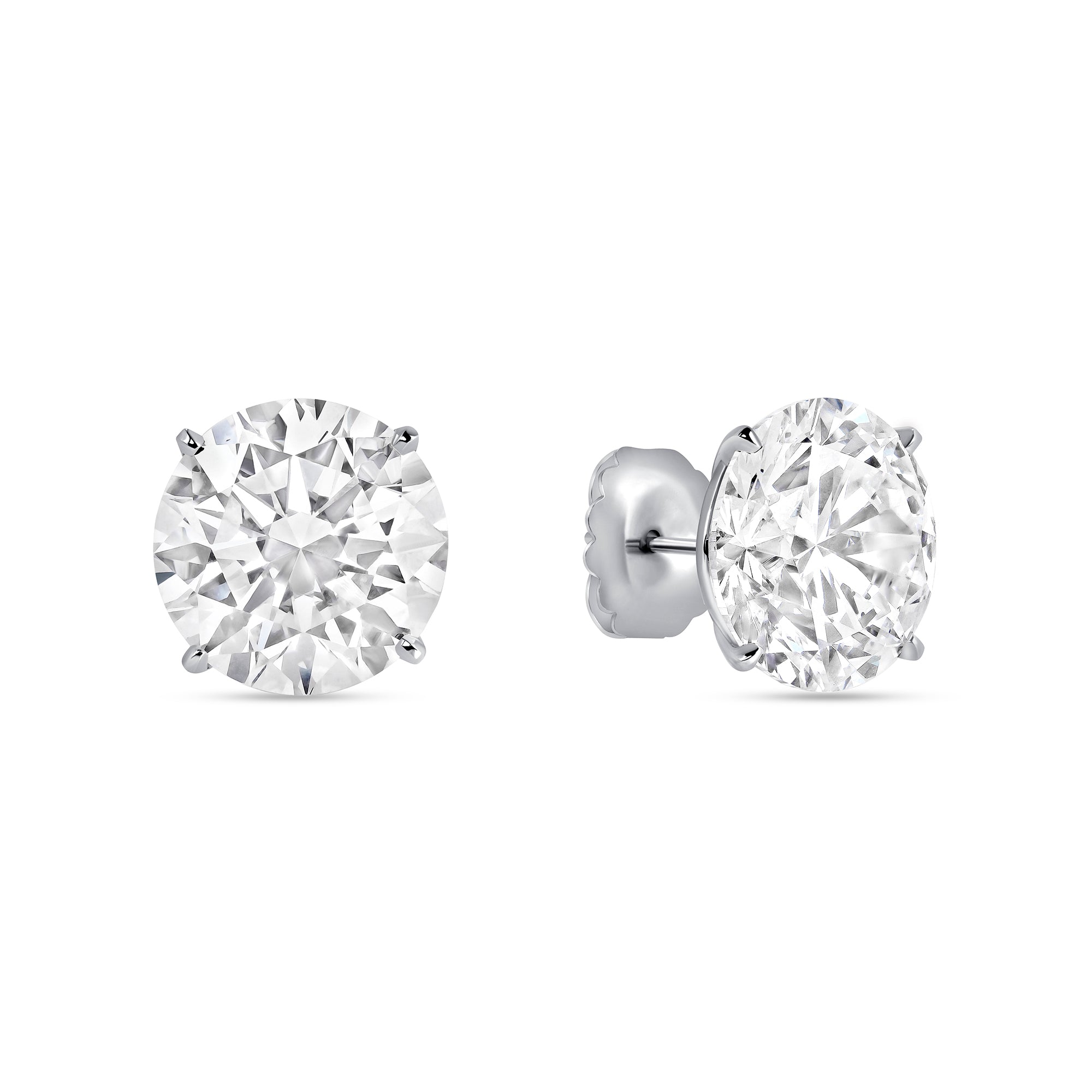 20.00 CT Round Brilliant Cut Diamond Stud Earrings