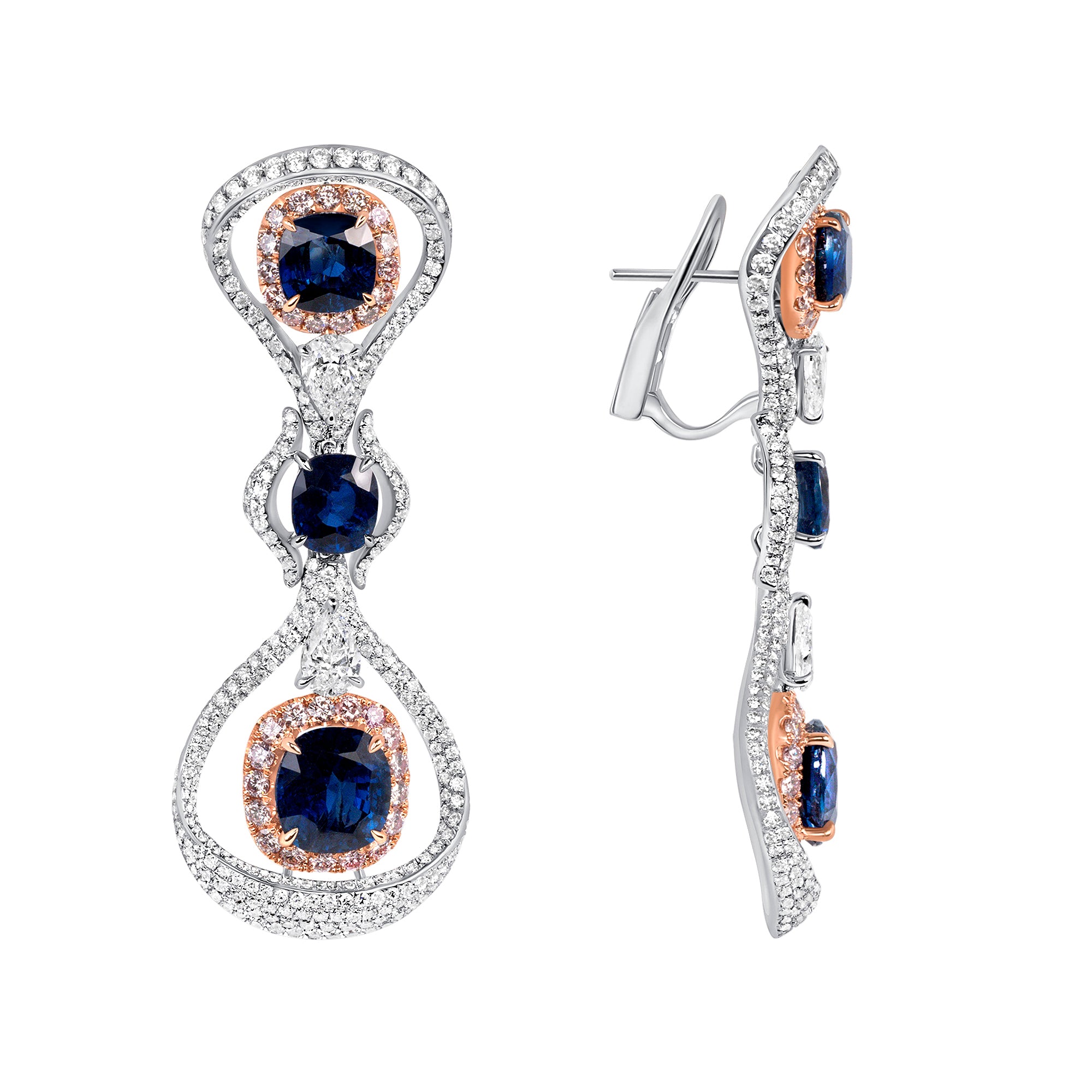 Blue Sapphire & Diamond Dangle Earrings
