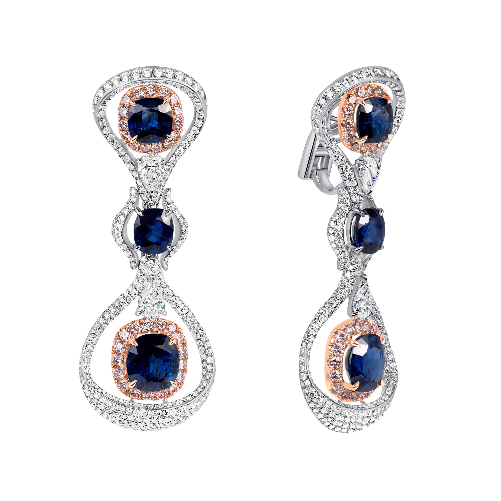 Blue Sapphire & Diamond Dangle Earrings