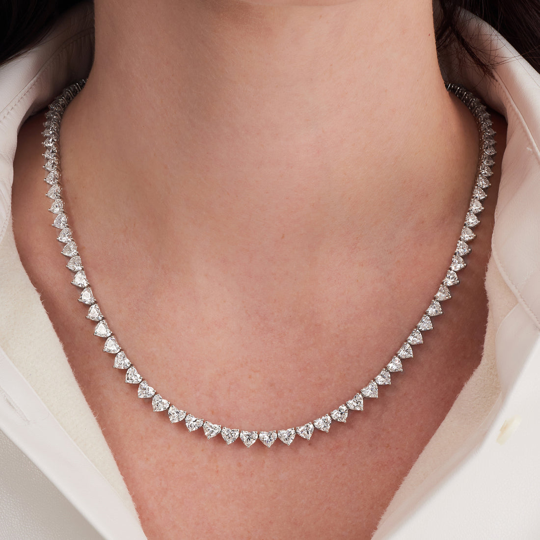 19.91CT Heart Shape Diamond Tennis Necklace