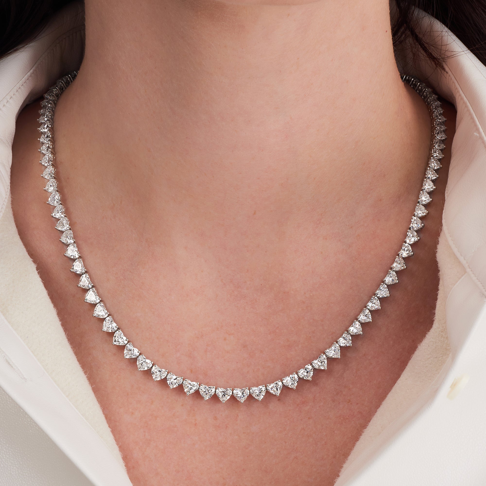 19.91CT Heart Shape Diamond Tennis Necklace
