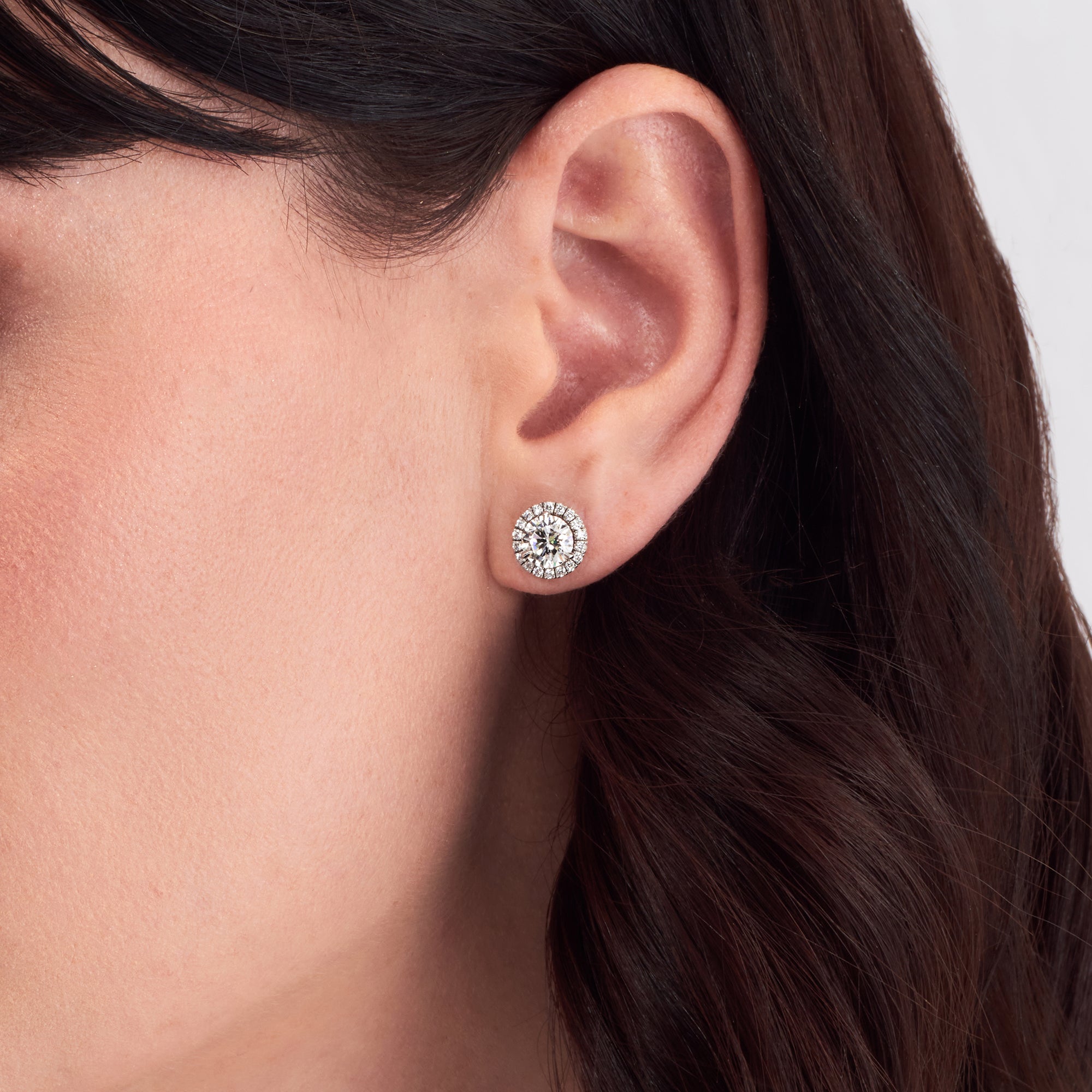 Round Brilliant Diamond Stud Earrings With Diamond Jackets