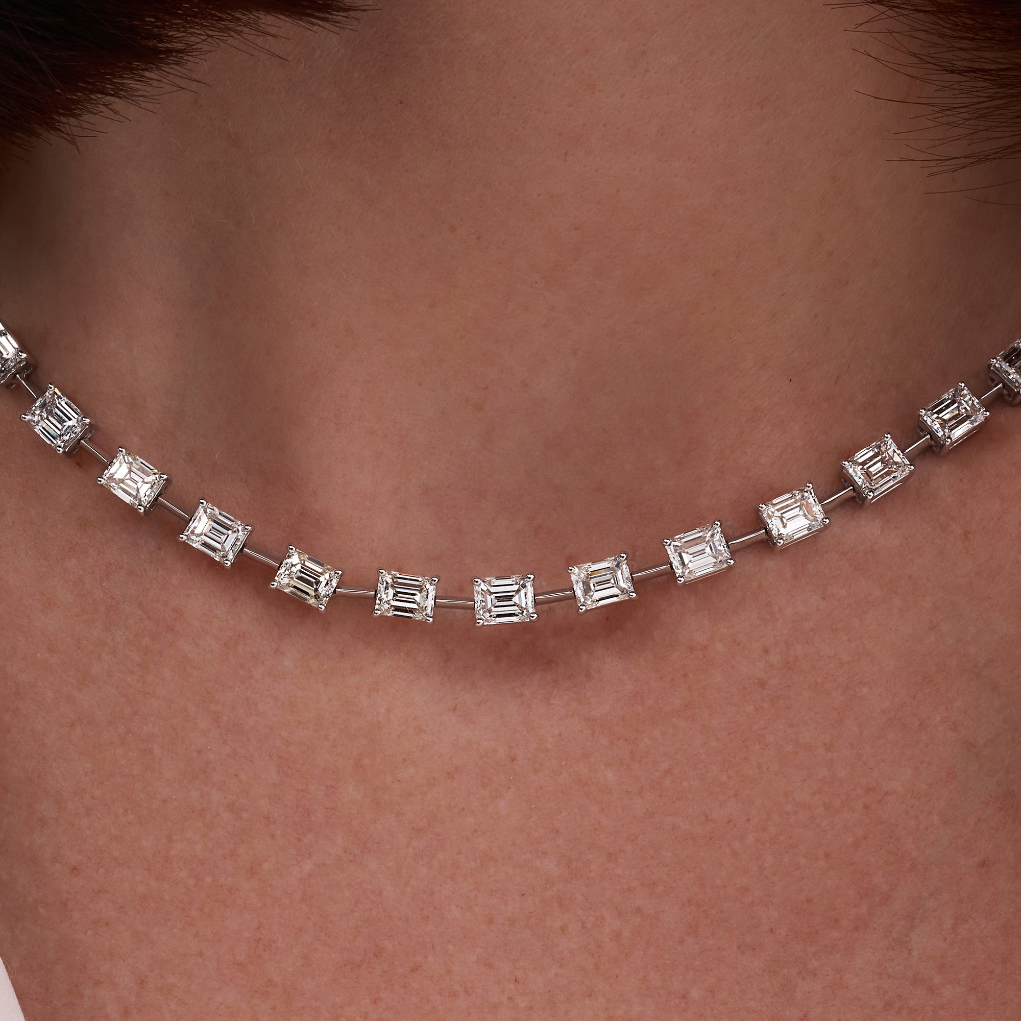 22.68CT Emerald Cut Diamond Tennis Necklace