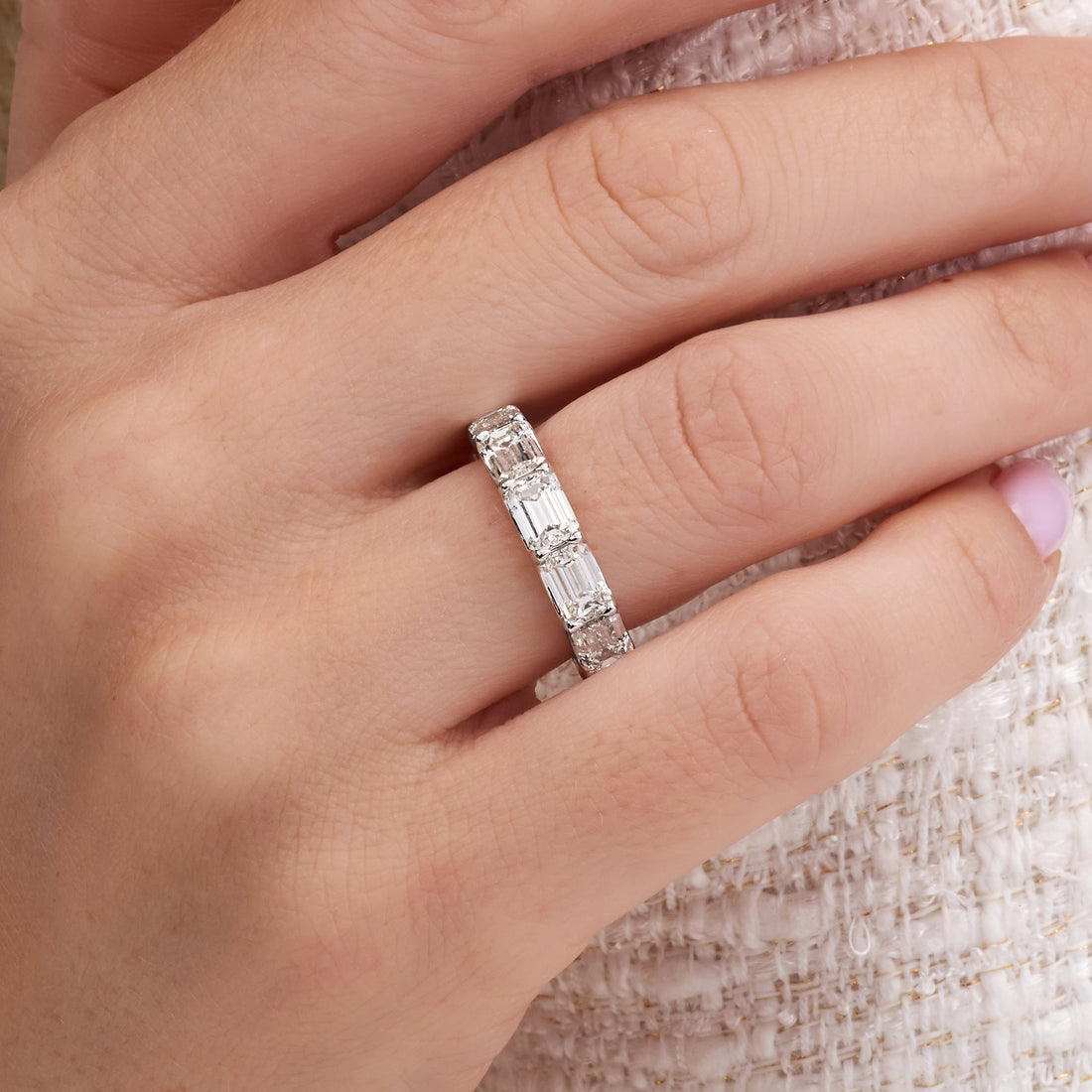 7.64CT. Emerald Cut Diamond Eternity Band