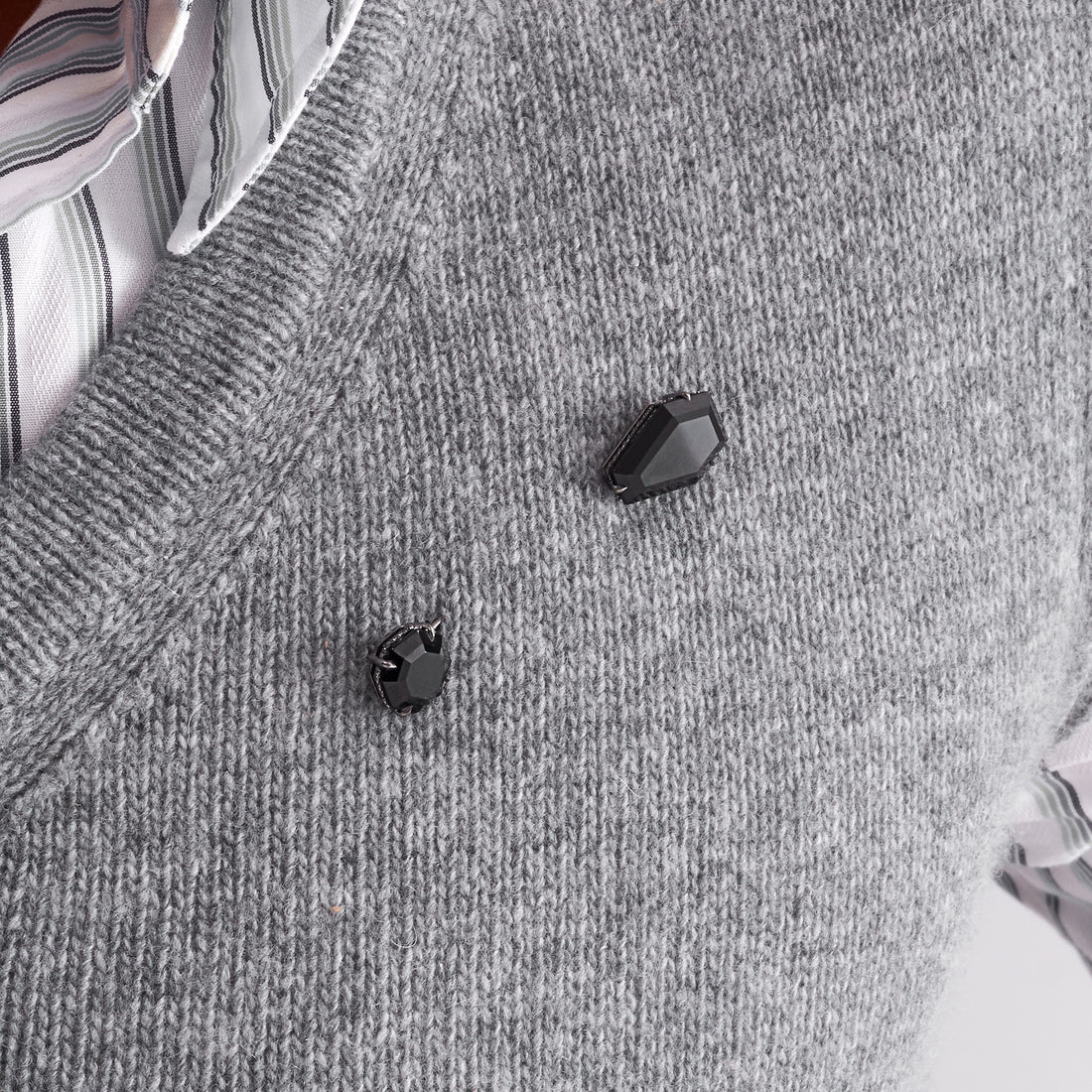 Black Onyx Lapel Pin with Pavé Black Diamond Halo