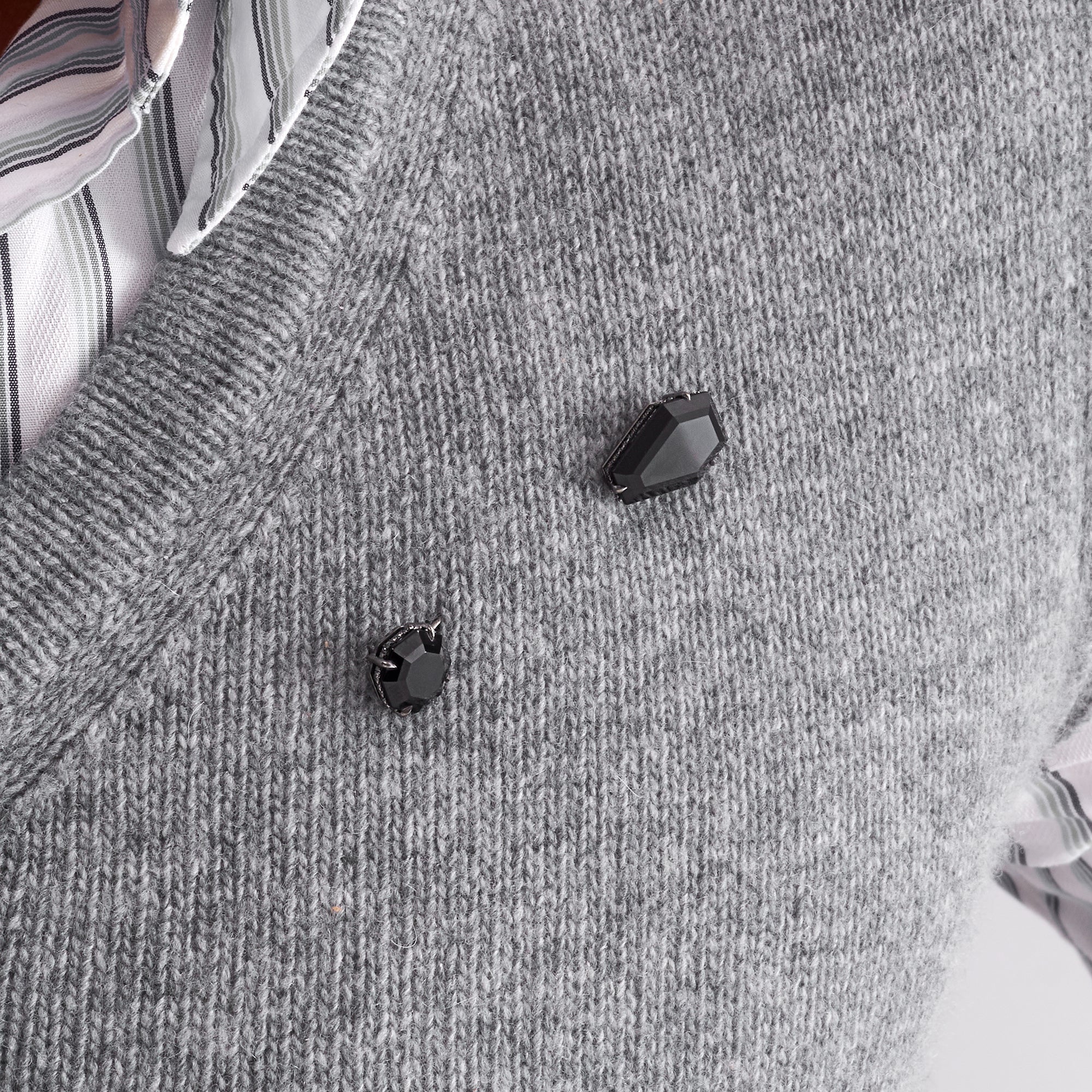 Black Onyx Lapel Pin with Pavé Black Diamond Halo