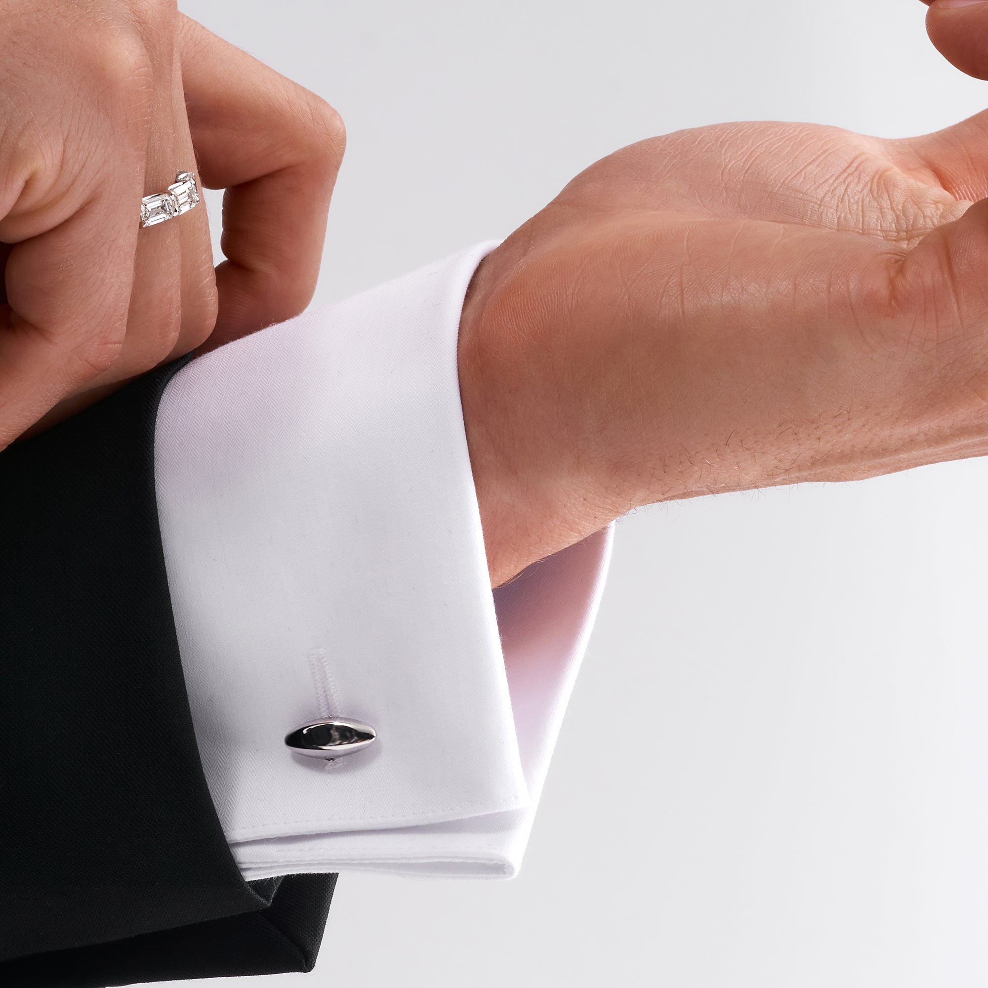 Black & White Diamond Accented Button Cufflinks