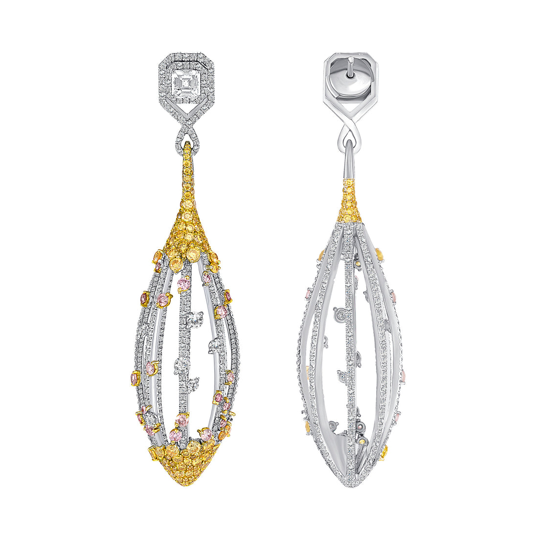 Multi-color Fancy Diamond  Drop Earrings