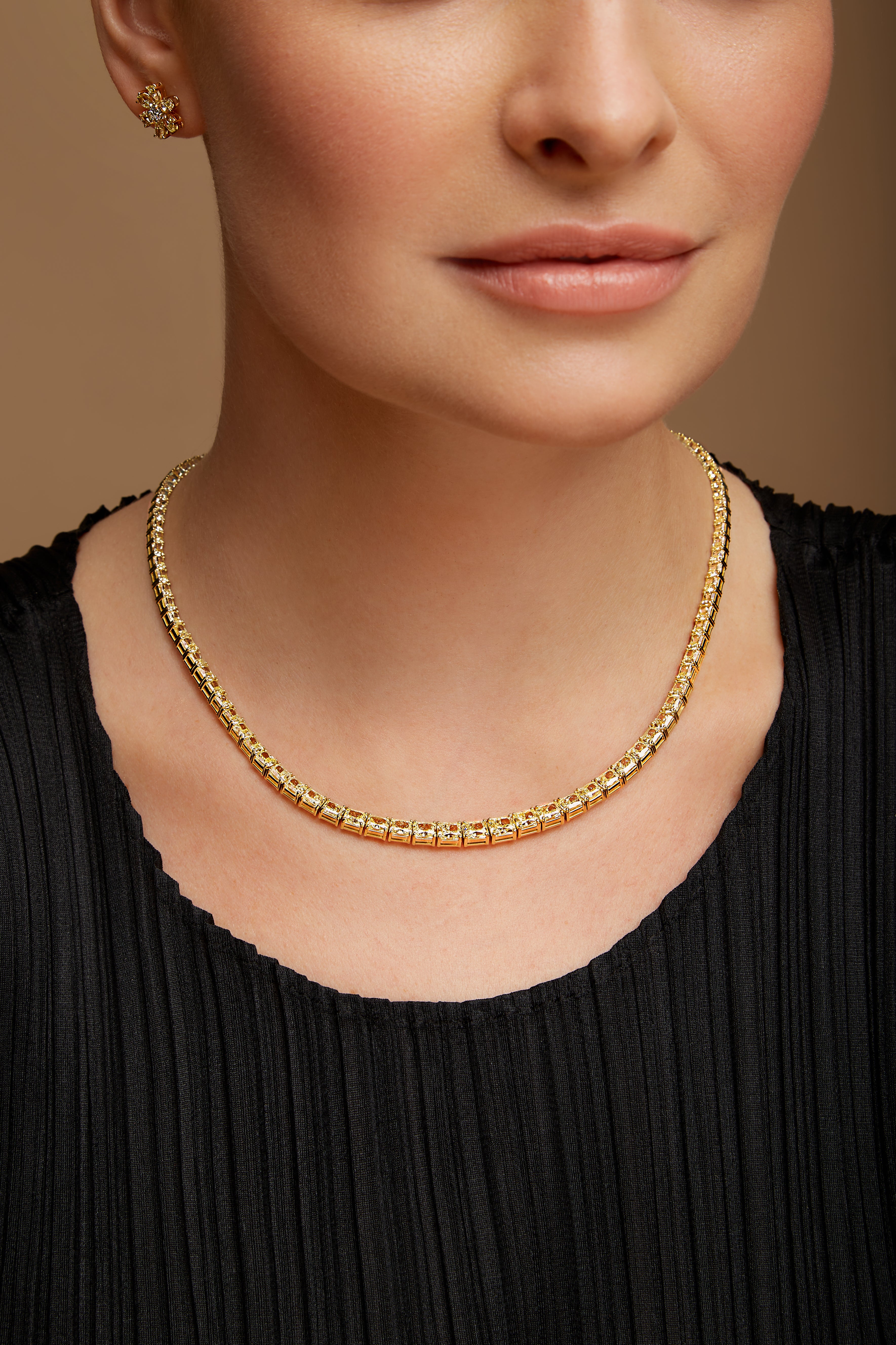 30CT Fancy Radiant Yellow Diamond Tennis Necklace
