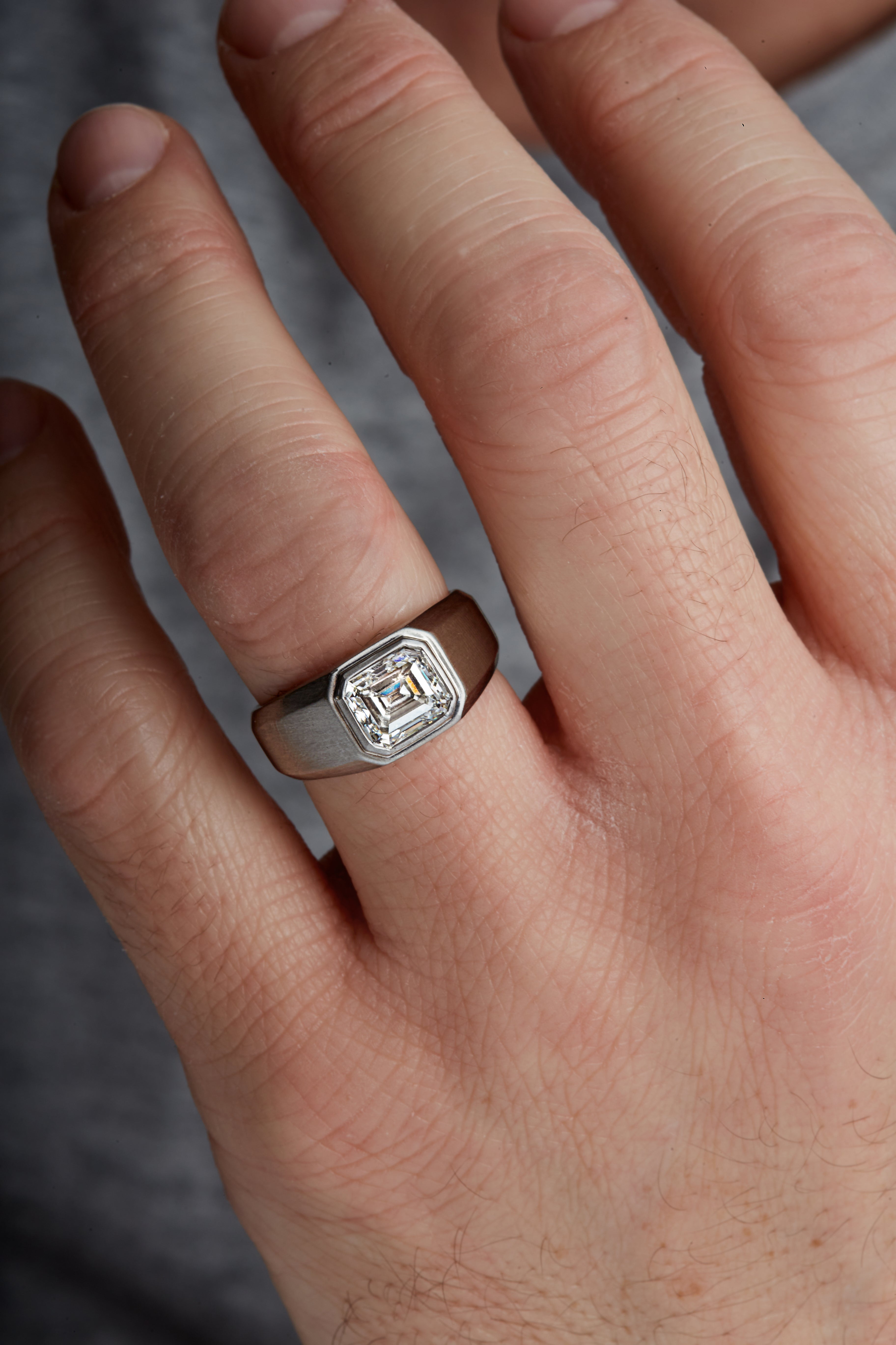 Platinum Emerald Cut Diamond Ring