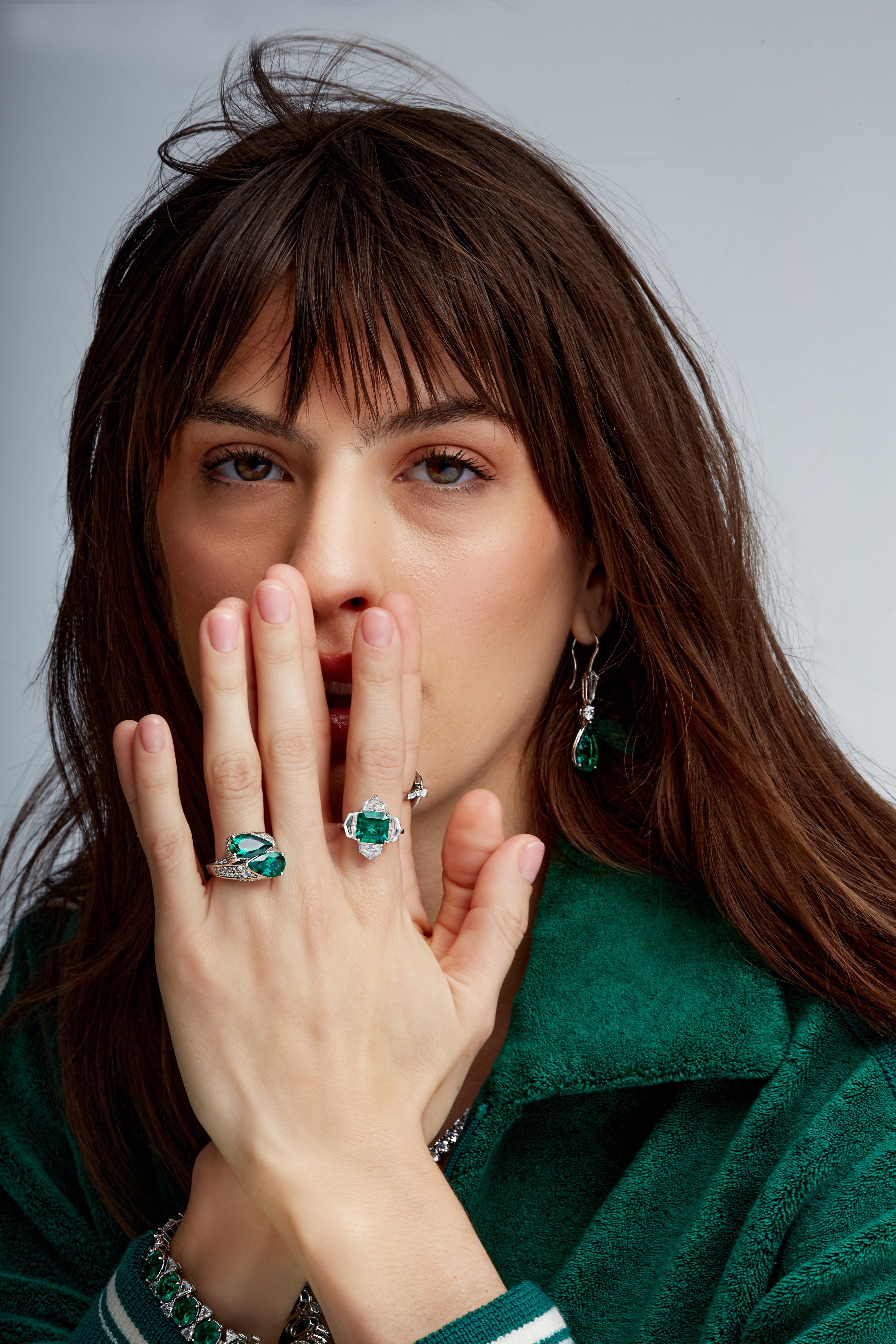 Emerald Cut Colombian Emerald and Four Cadillac Diamonds Ring