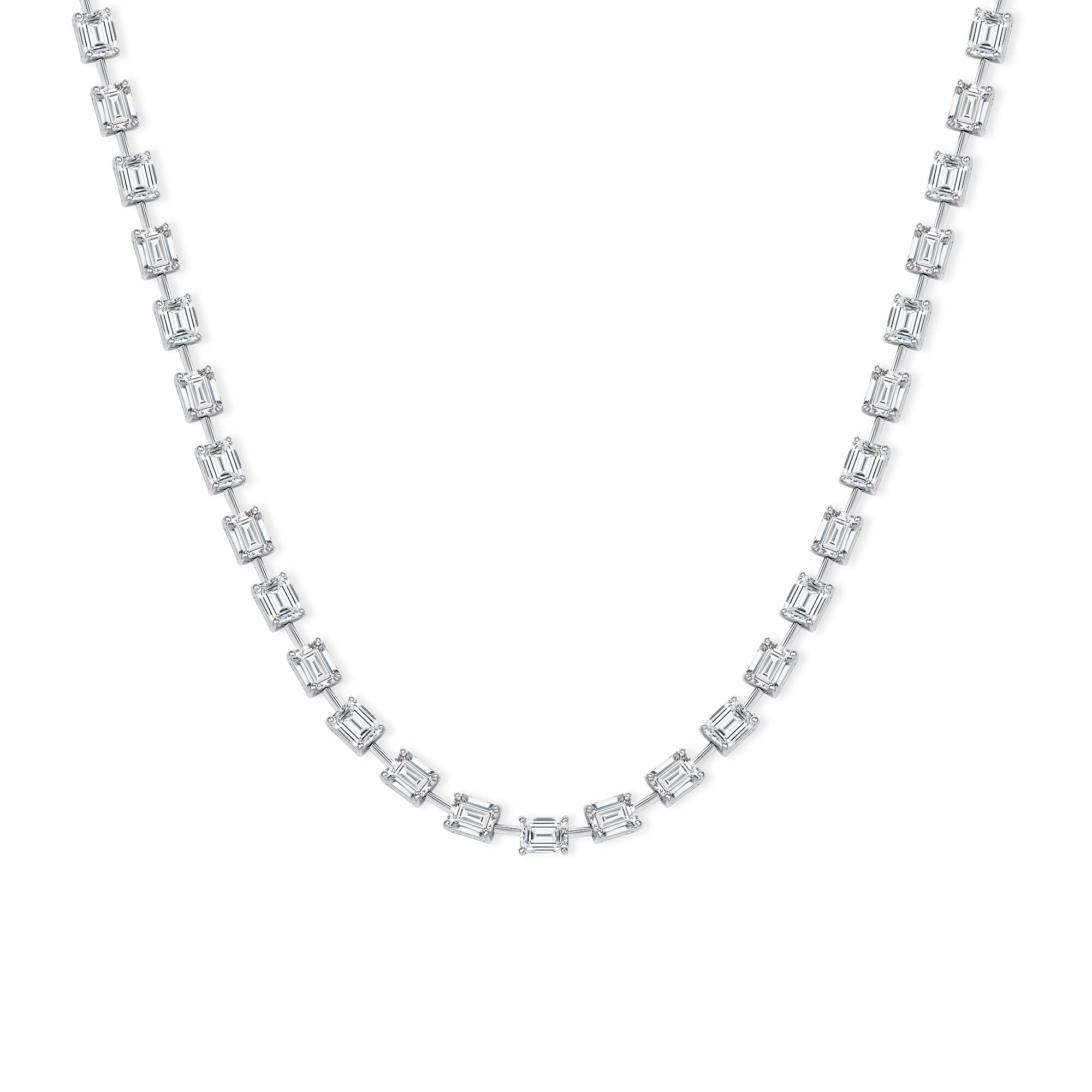 22.68CT Emerald Cut Diamond Tennis Necklace