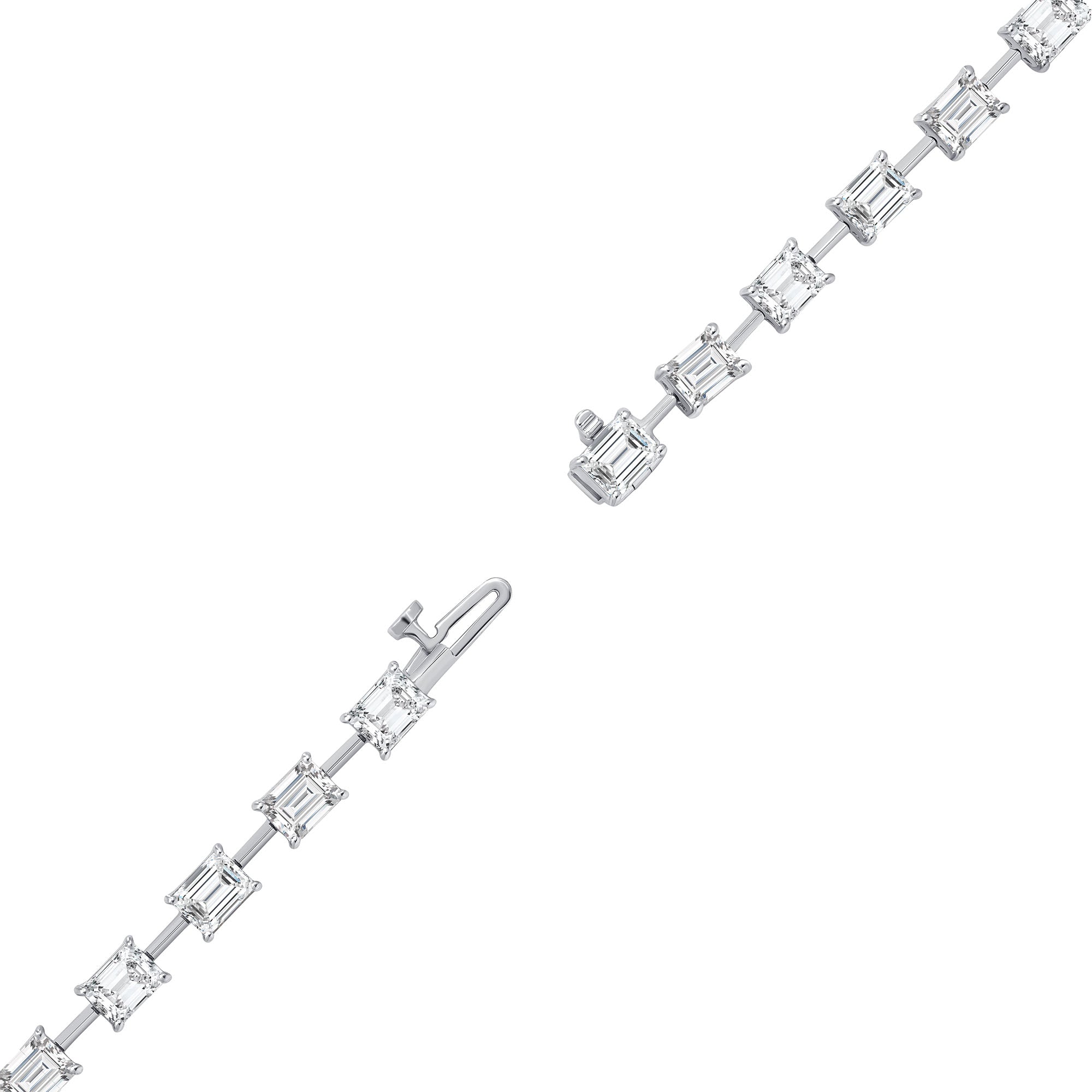 22.68CT Emerald Cut Diamond Tennis Necklace