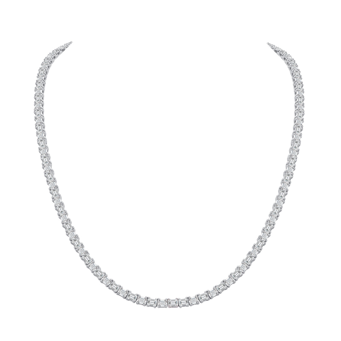 14.40CT Emerald Cut Diamond Tennis Necklace