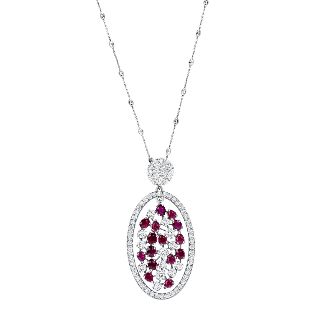 Diamond and Mixed-cut Ruby Pendant Necklace