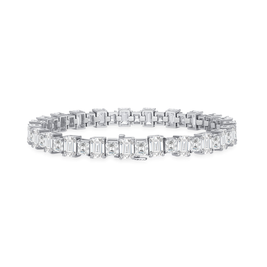 Asscher and Emerald Cut Diamond Tennis Bracelet