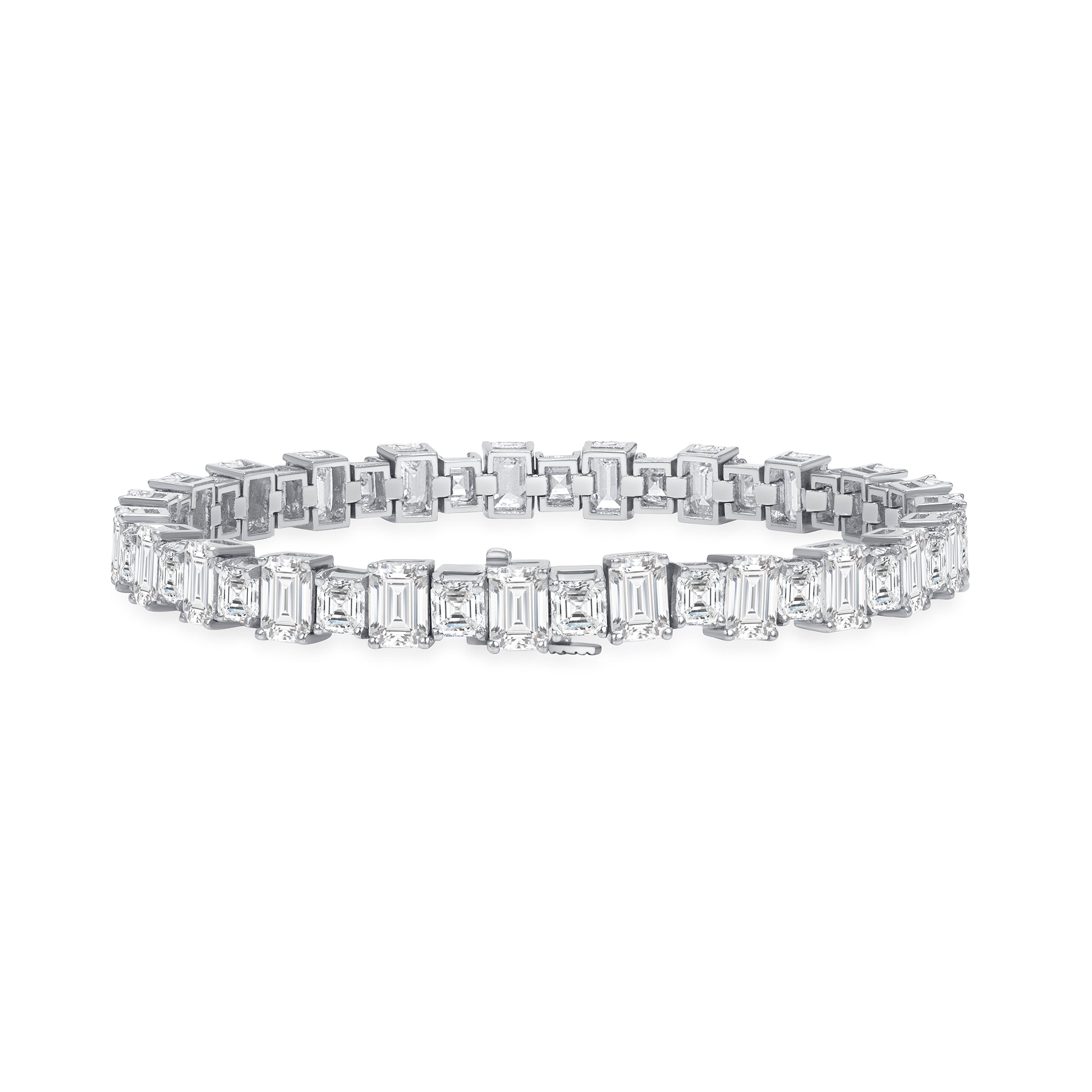 Asscher and Emerald Cut Diamond Tennis Bracelet