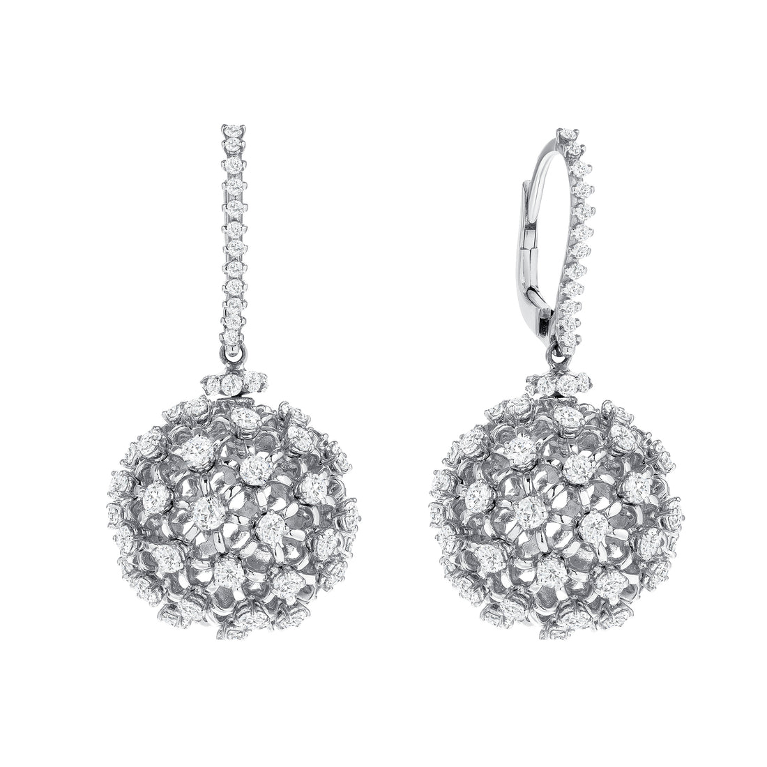 Round Brilliant Diamond Sphere Earrings