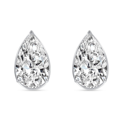 Pear Shape Thin Bezel Diamond Stud Earrings