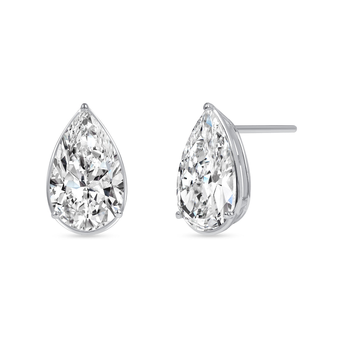 Pear Shape Thin Bezel Diamond Stud Earrings