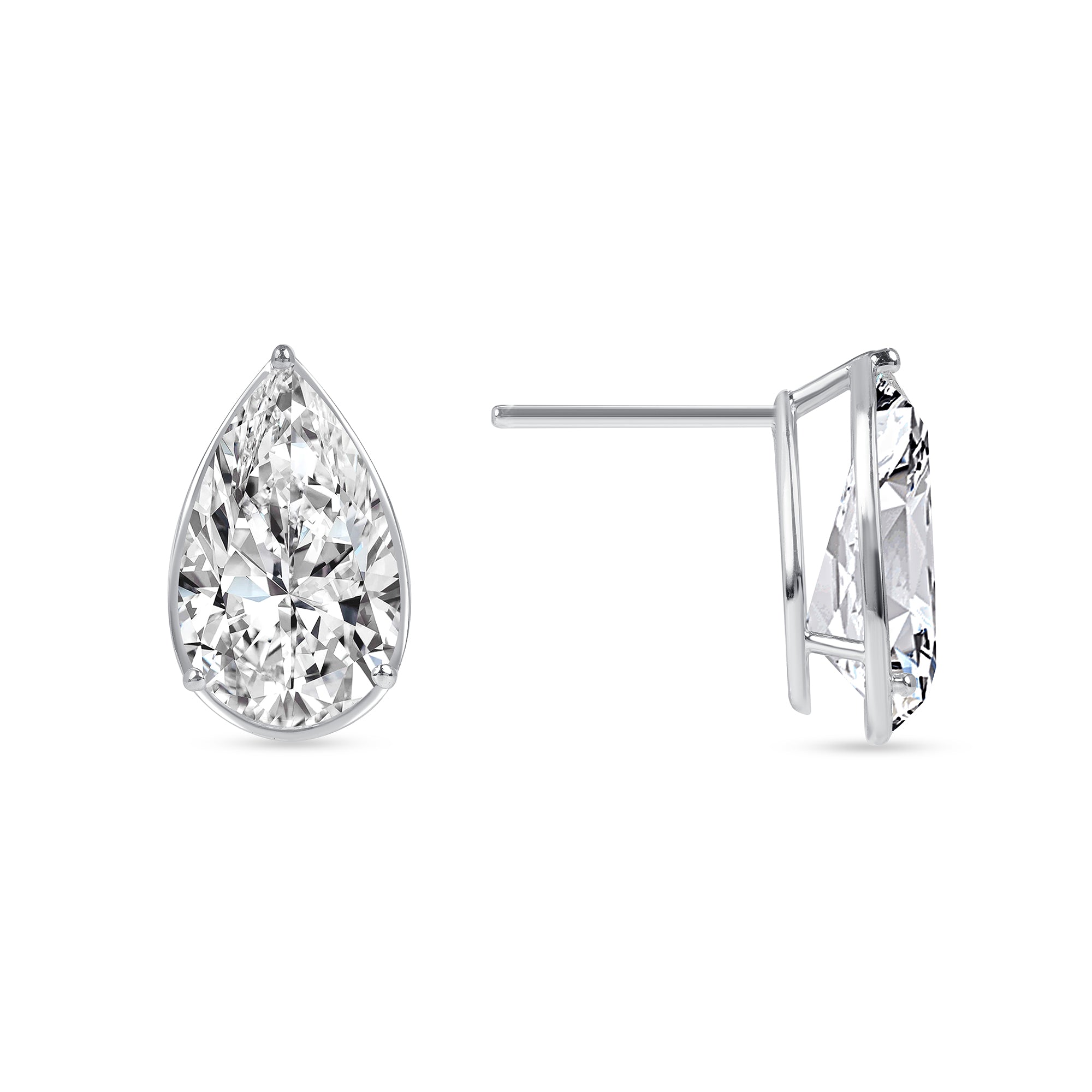 Pear Shape Thin Bezel Diamond Stud Earrings