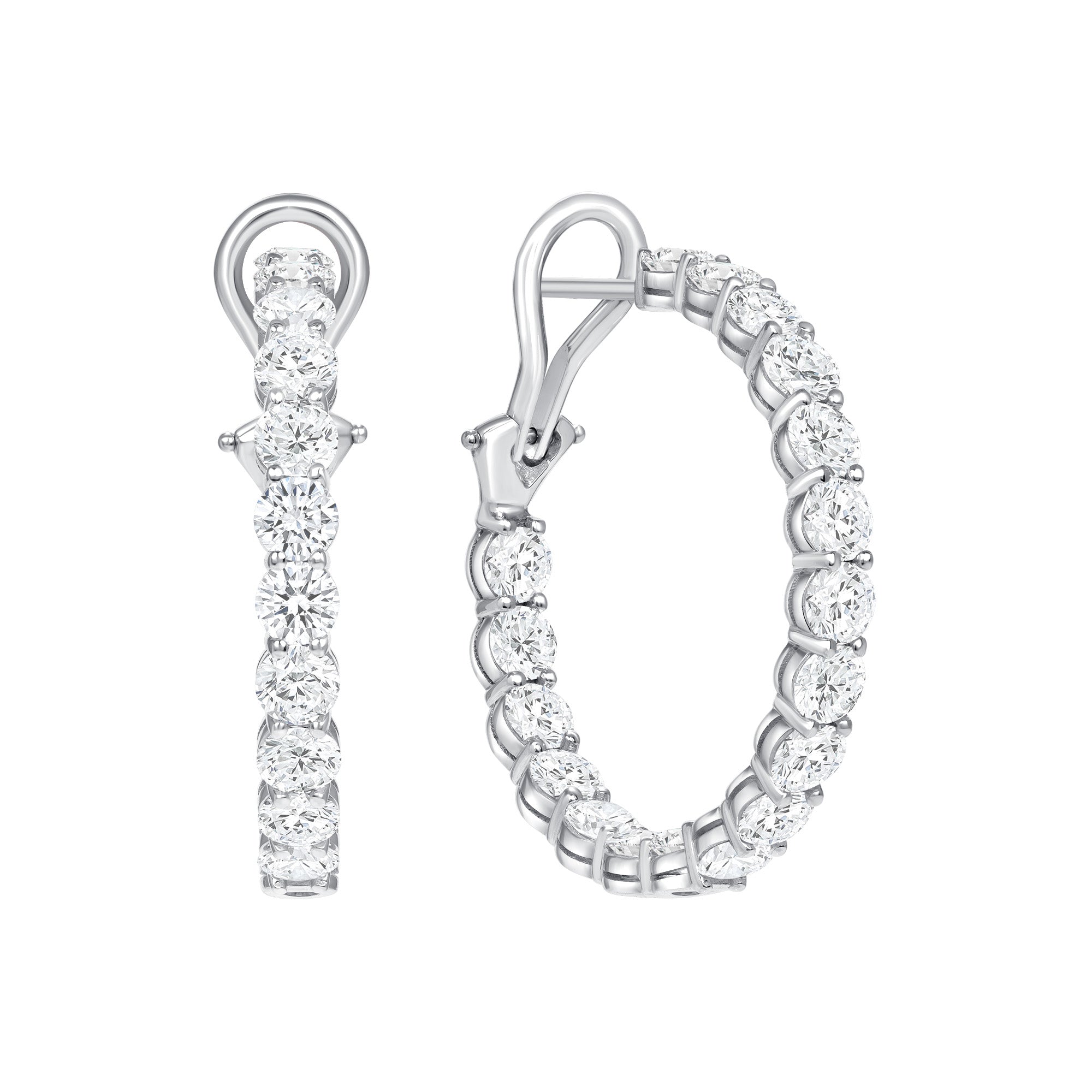 5.3CT Round Brilliant Diamond Hoop Earrings