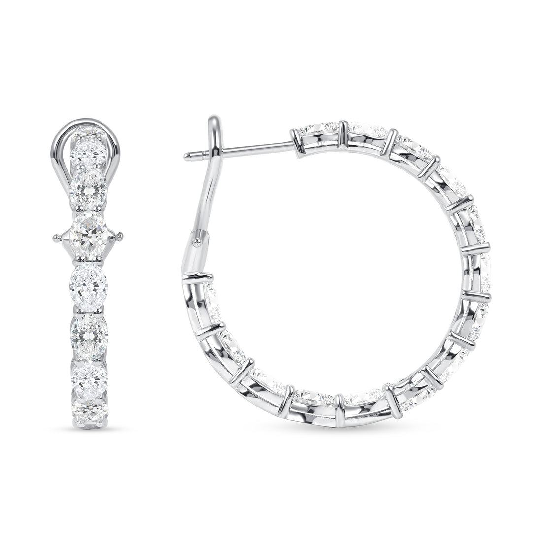 Oval Diamond Inside-Out Hoop Earrings
