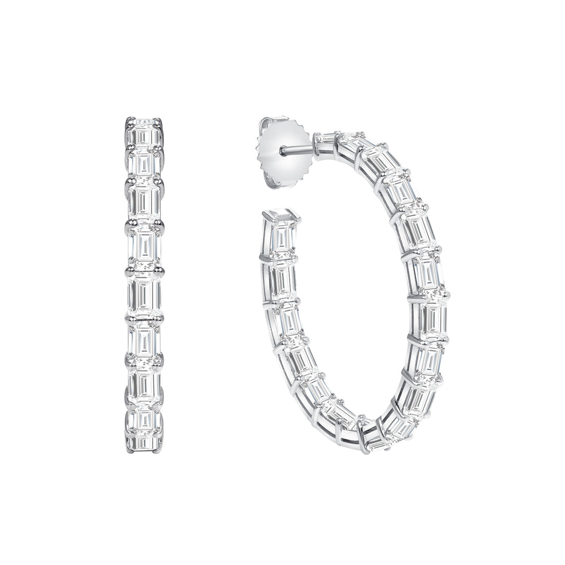 8CT Emerald Cut Diamond Inside-Out Hoop Earrings