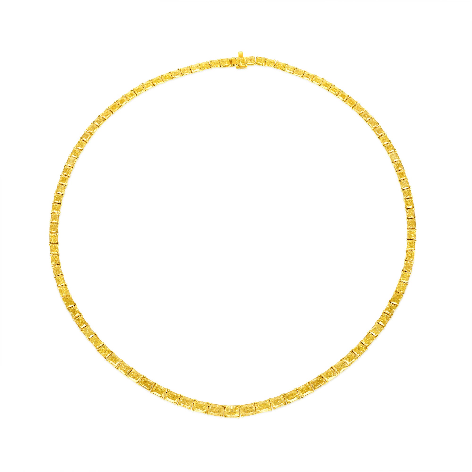 30CT Fancy Radiant Yellow Diamond Tennis Necklace