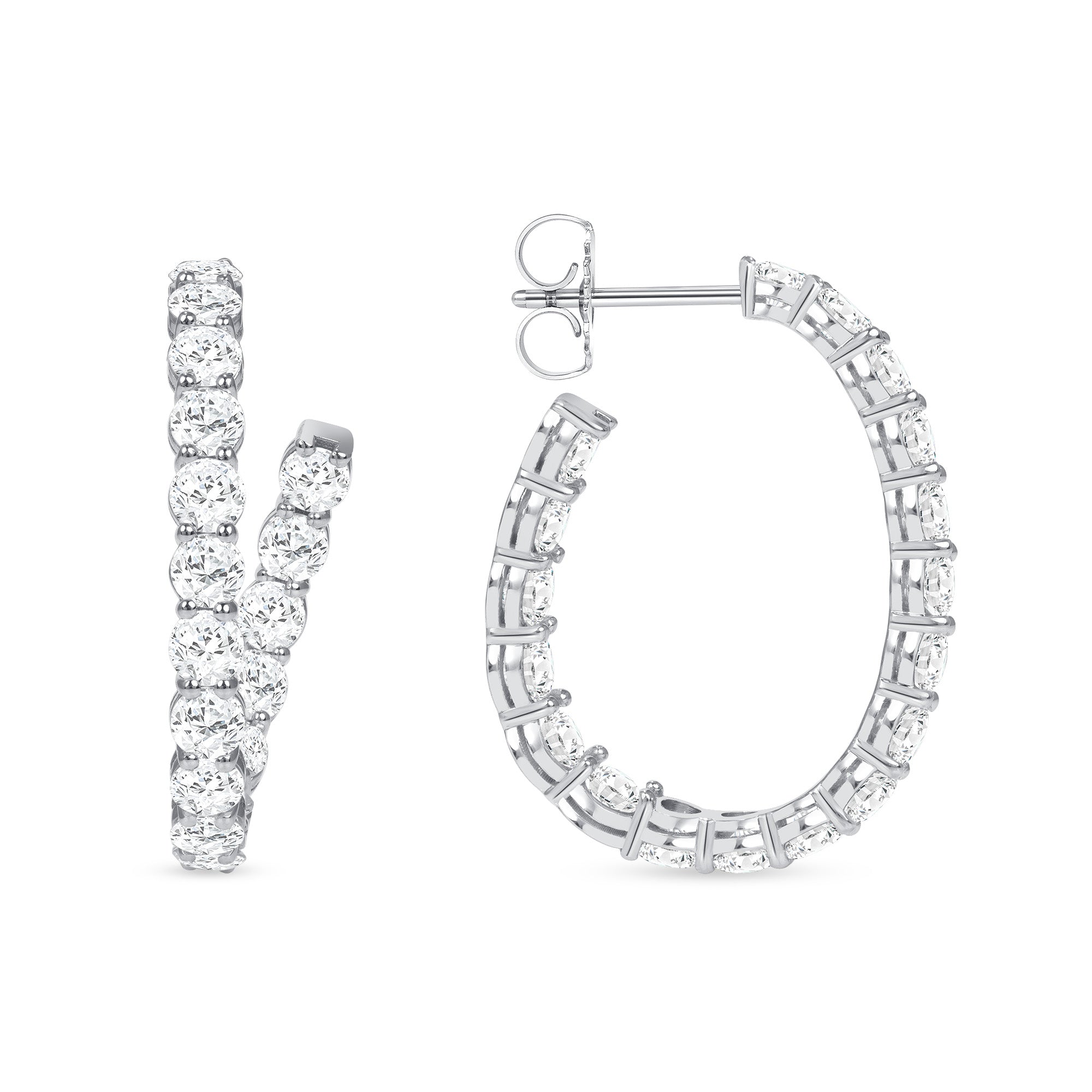 Round Brilliant Diamond Hoop Earrings