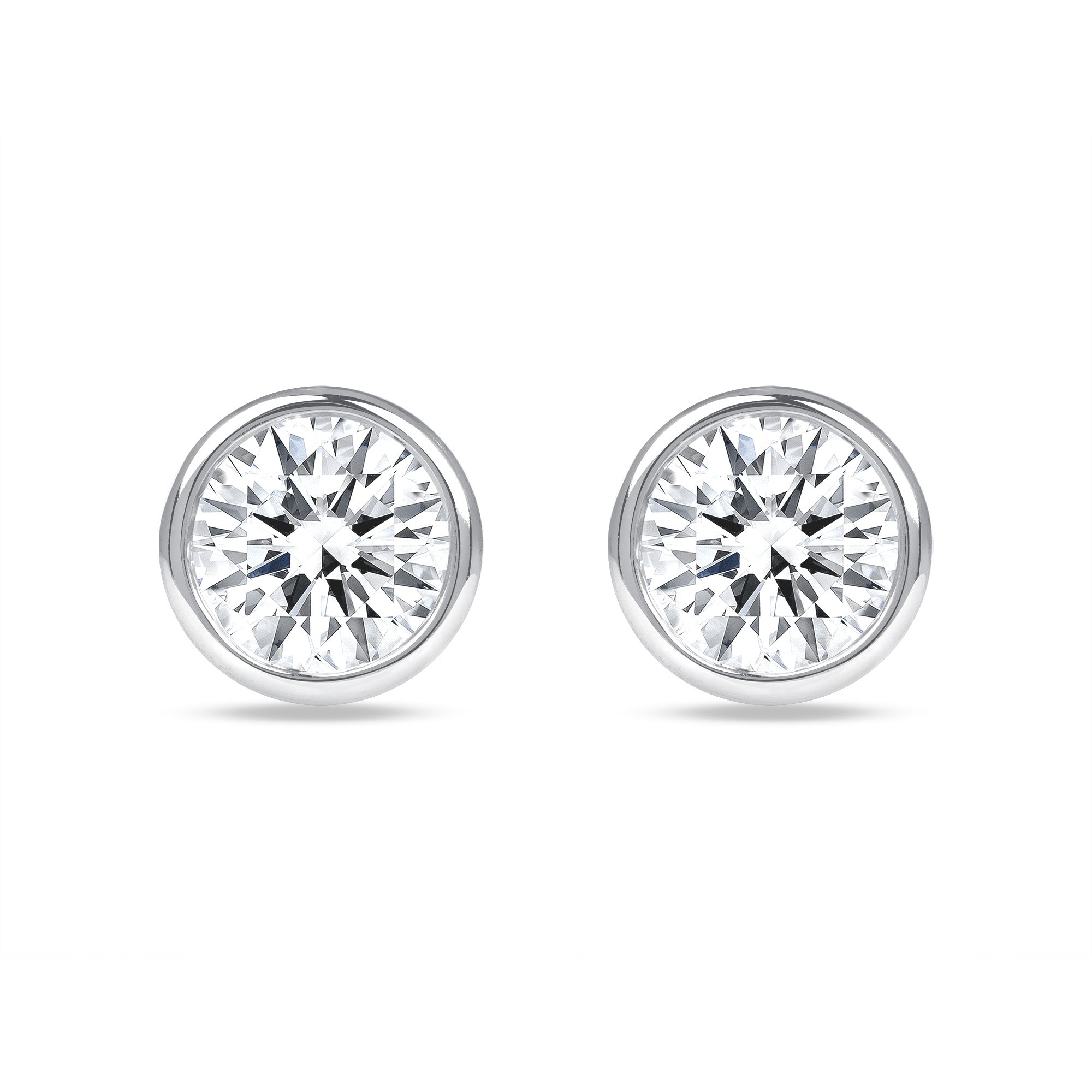 Bezel Set Round Diamond Stud Earrings