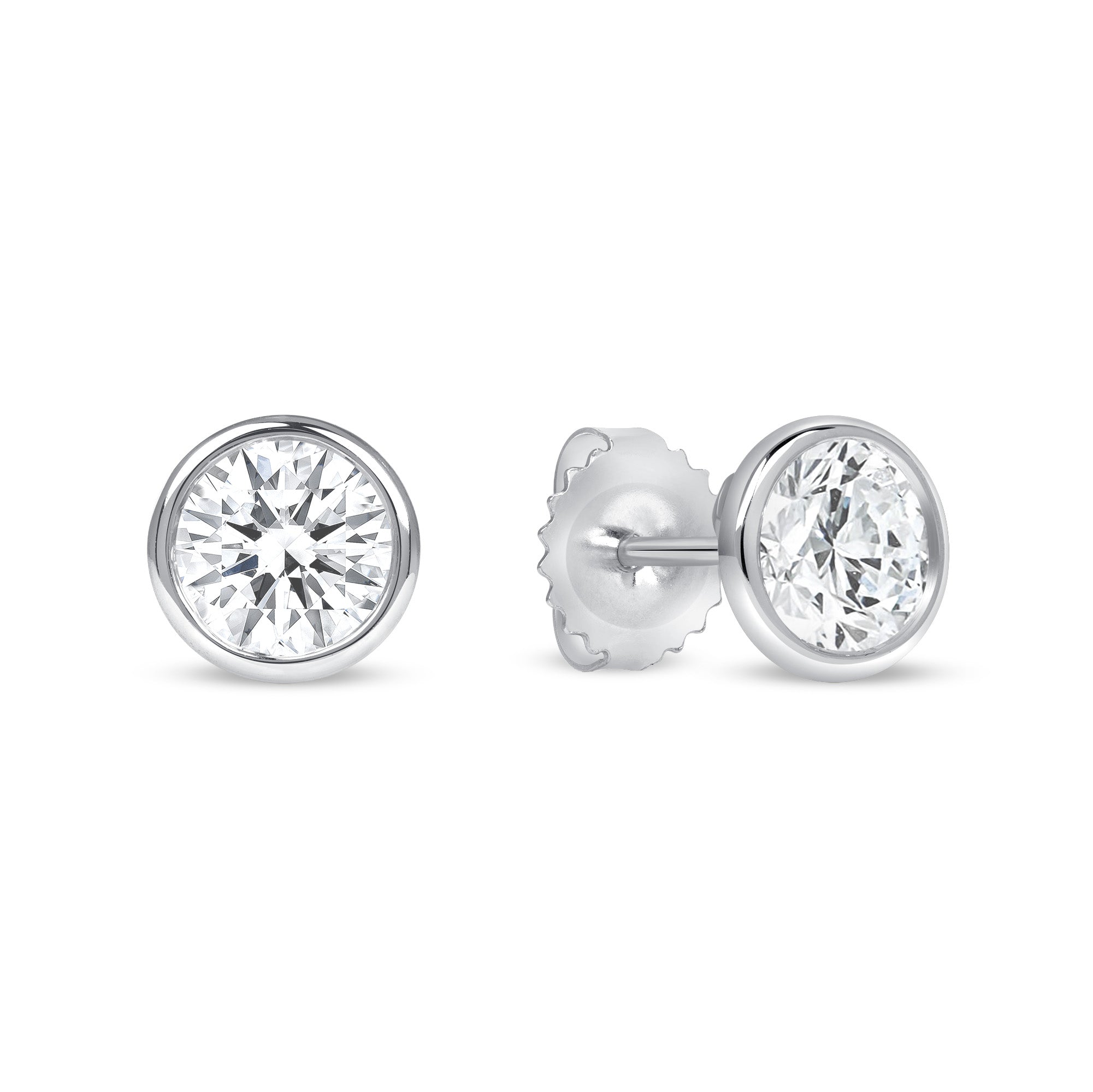 Bezel Set Round Diamond Stud Earrings