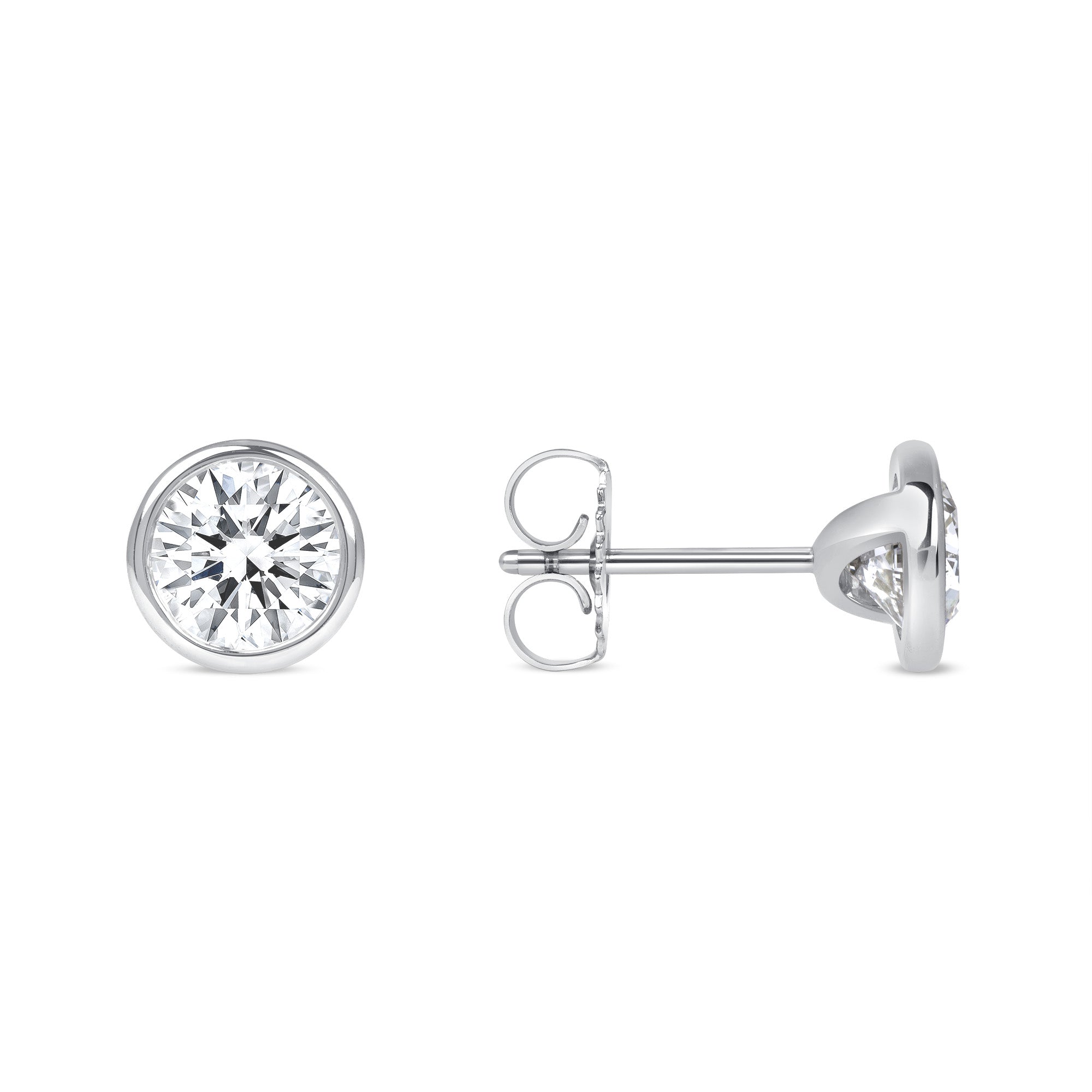 Bezel Set Round Diamond Stud Earrings