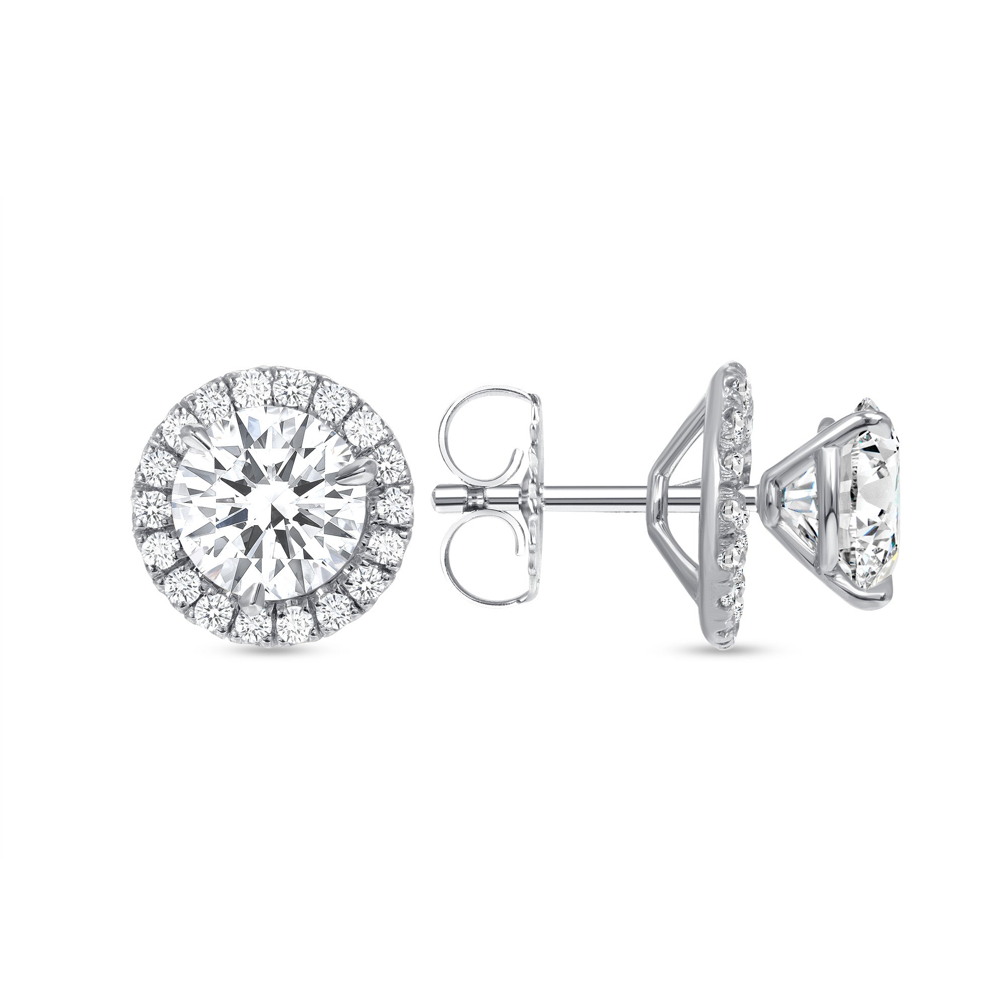 Round Brilliant Diamond Stud Earrings With Diamond Jackets