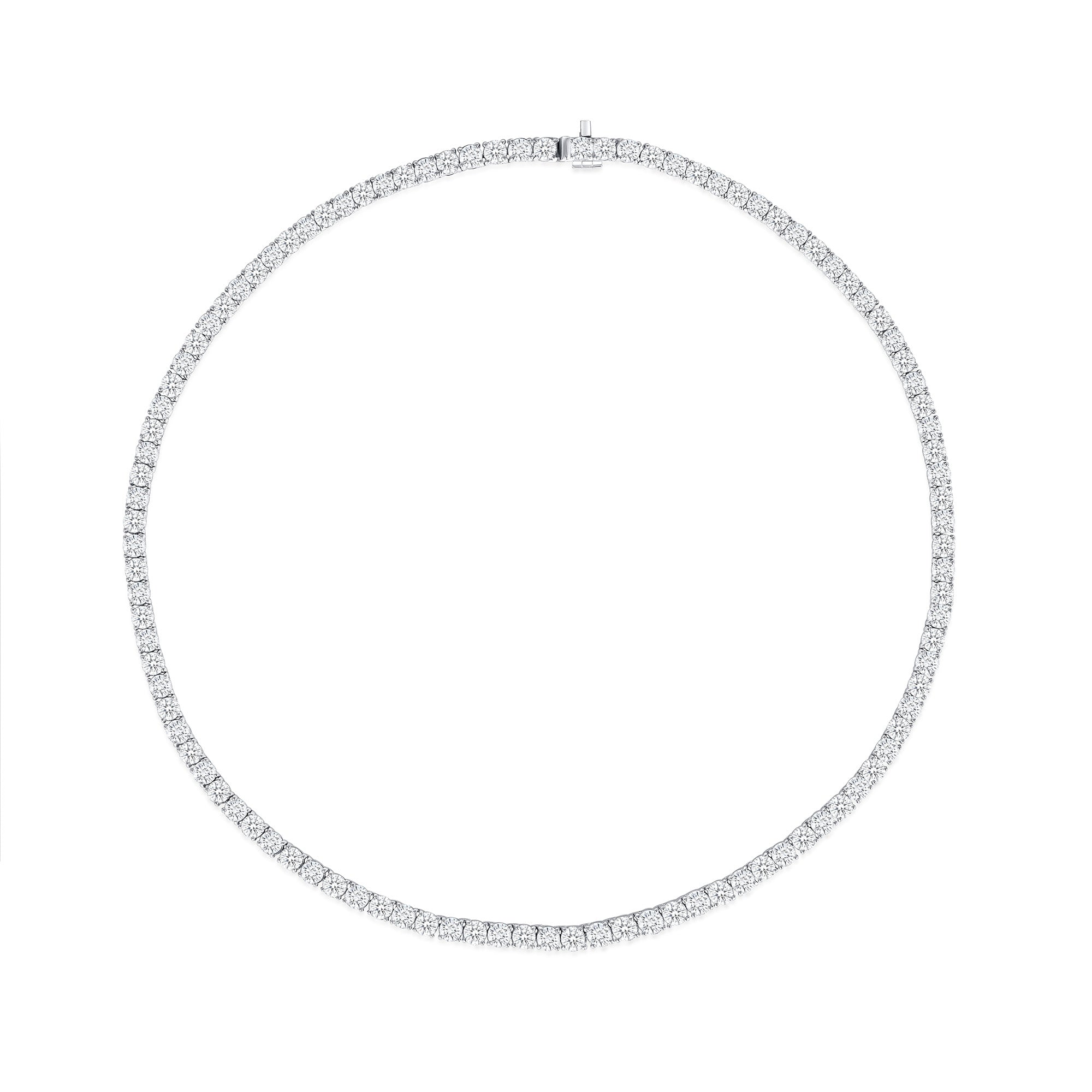 22.55CT Round Brilliant Diamond Tennis Necklace