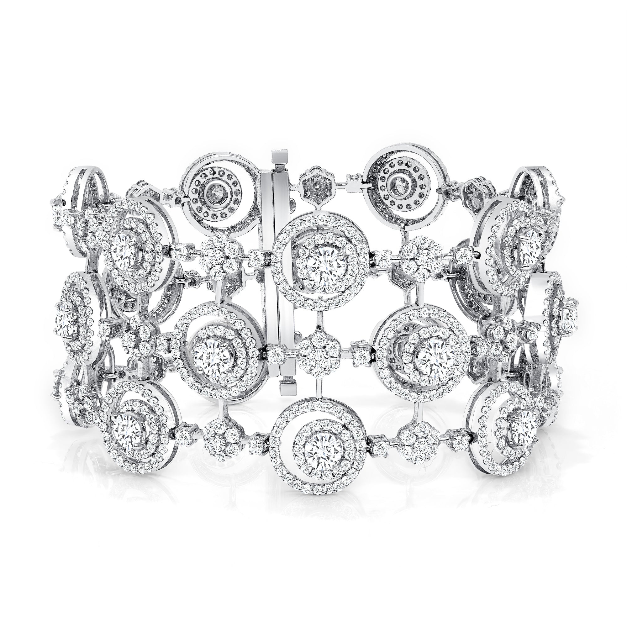 Three Row Round Brilliant Diamond Bracelet