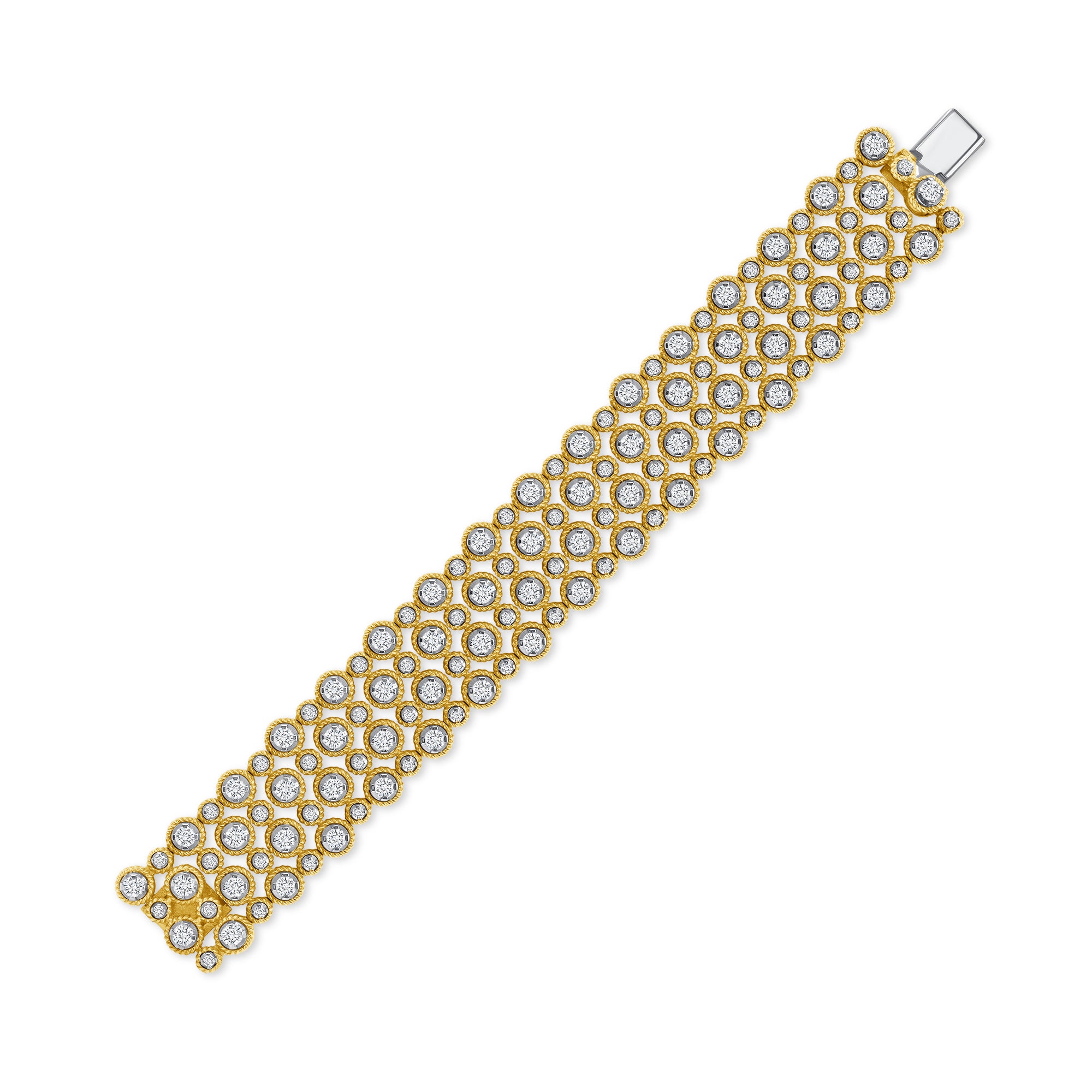 Four Row Bezel-Set Round Diamond Bracelet