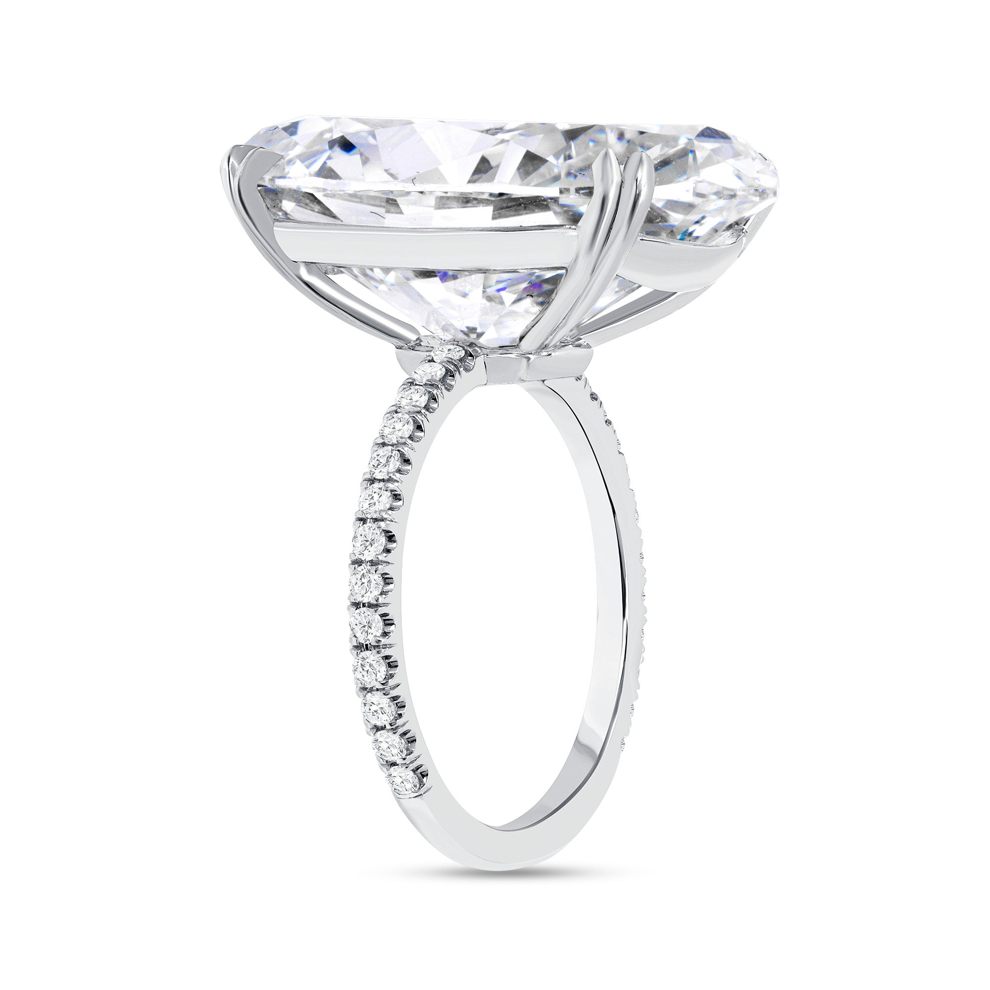 20CT Oval Diamond Ring with Pave Ring Shank