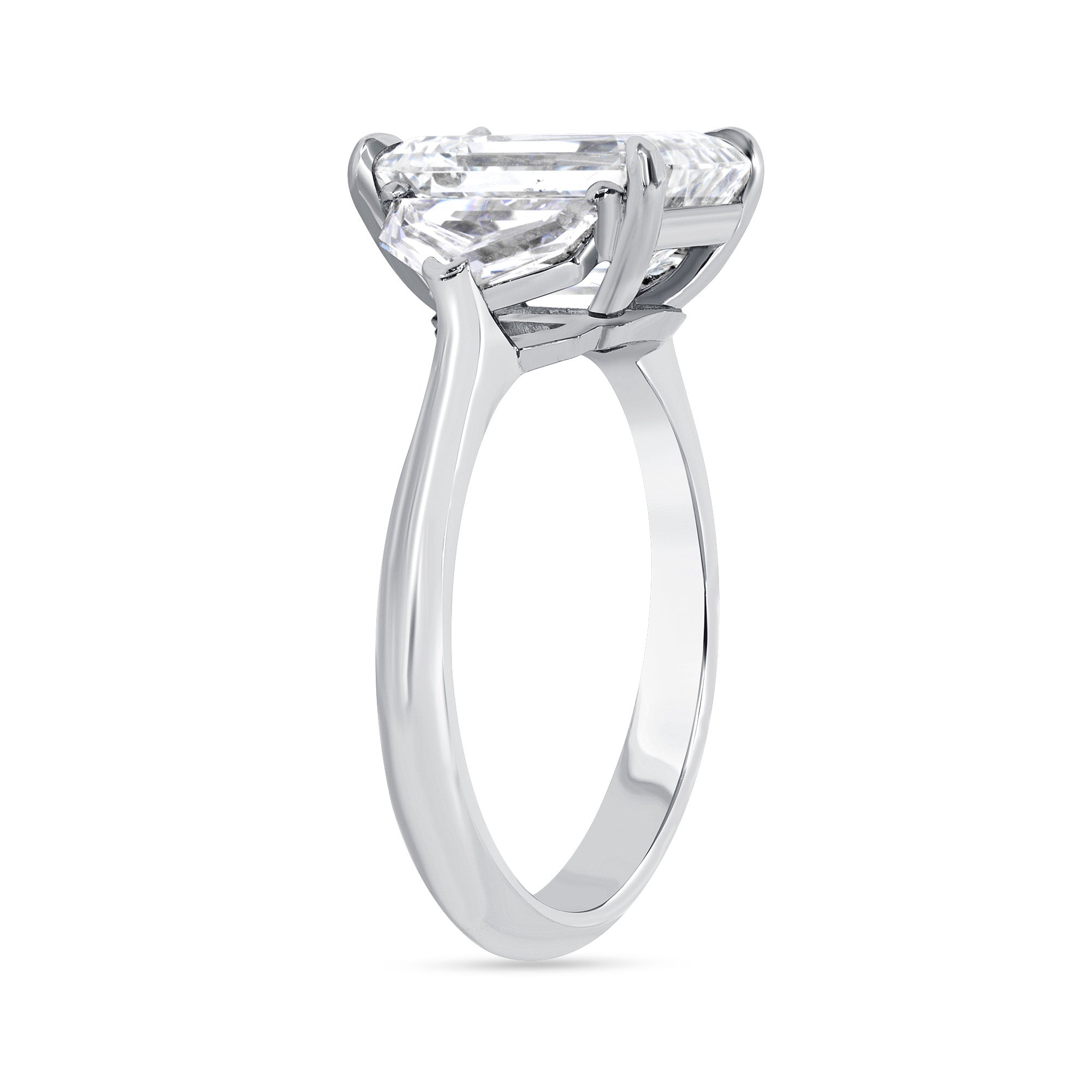 Emerald Cut Diamond Ring with Cadillac Side Stones