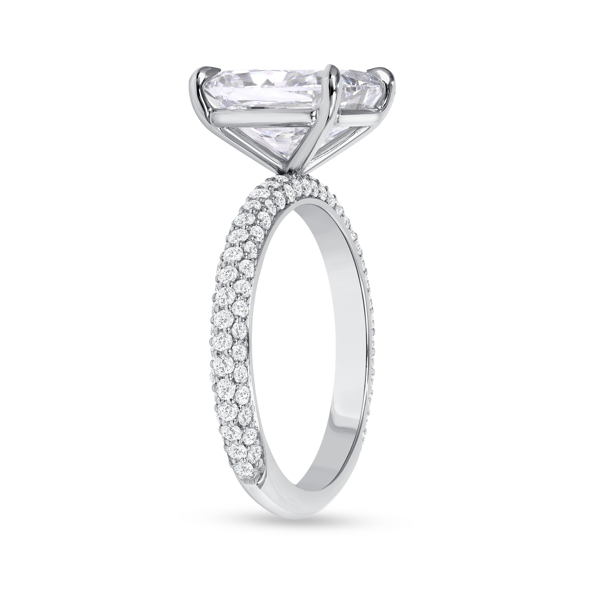 4CT Cushion Cut Diamond Ring with Pave Shank