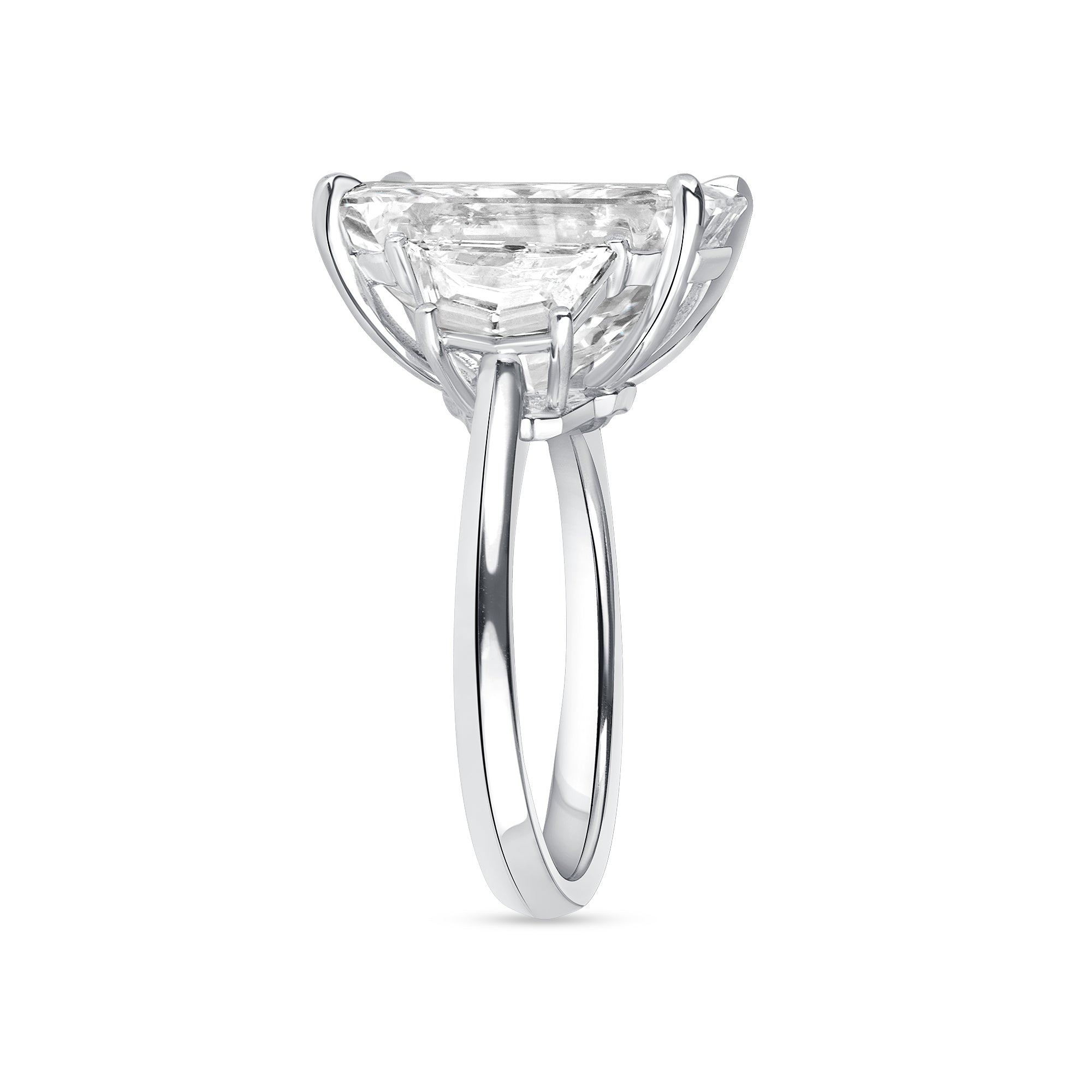 Radiant Cut Diamond and Cadillac Diamond Side Stone Ring