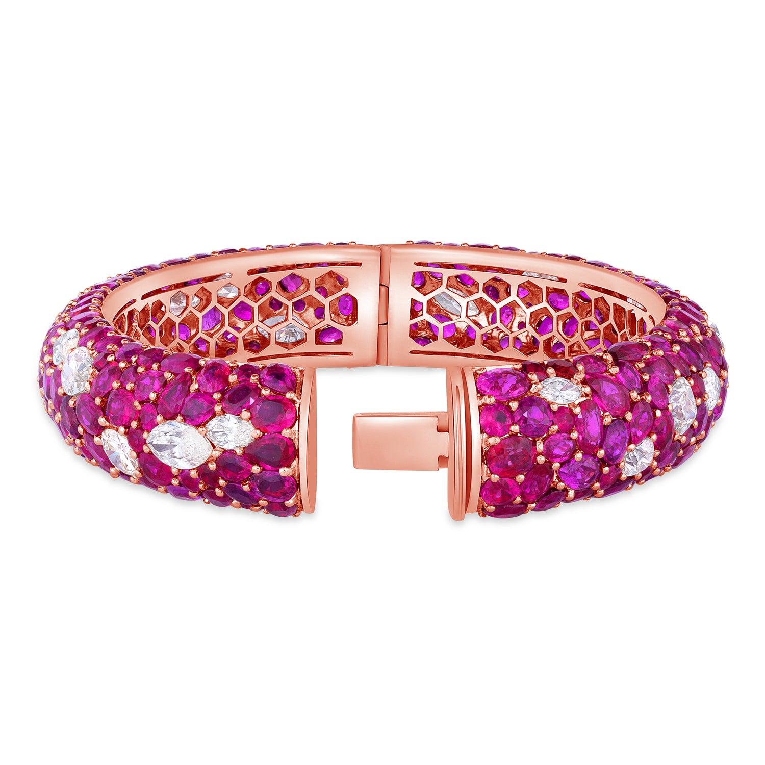 Mixed-cut Ruby and Diamond Bangle