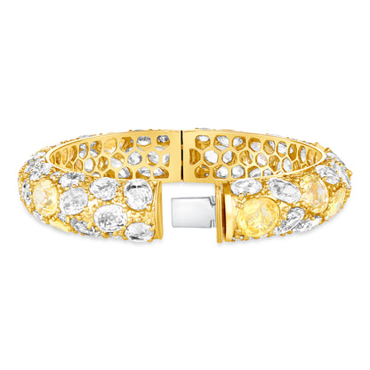 Oval Cut White Sapphire and Diamond Bangle