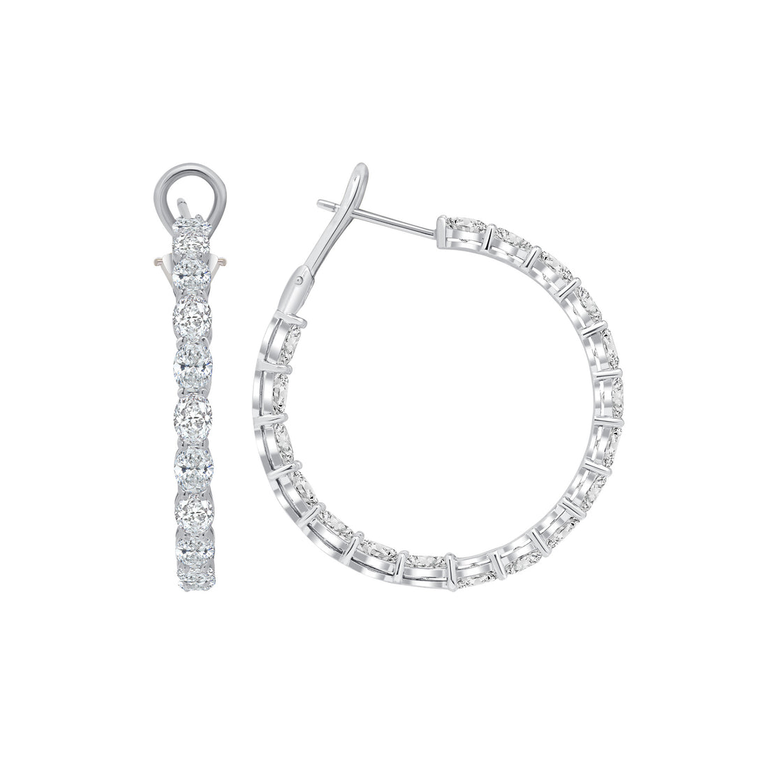 7CT Oval Diamond Hoop Earrings