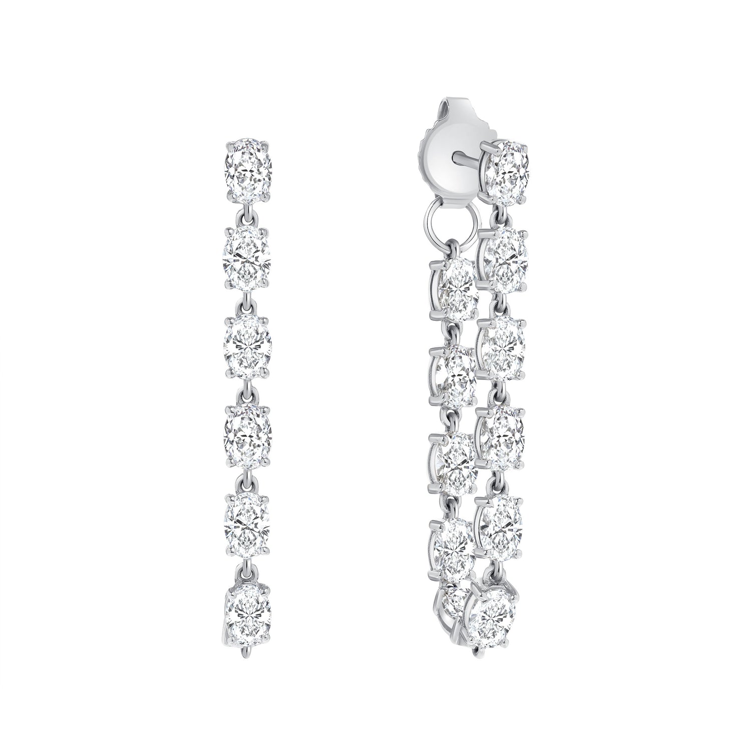 5CT Front and Back Oval Diamond Dangle Earrings