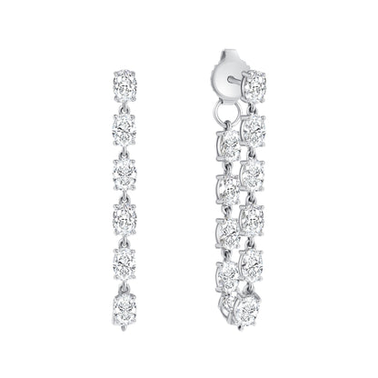 5CT Front and Back Oval Diamond Dangle Earrings
